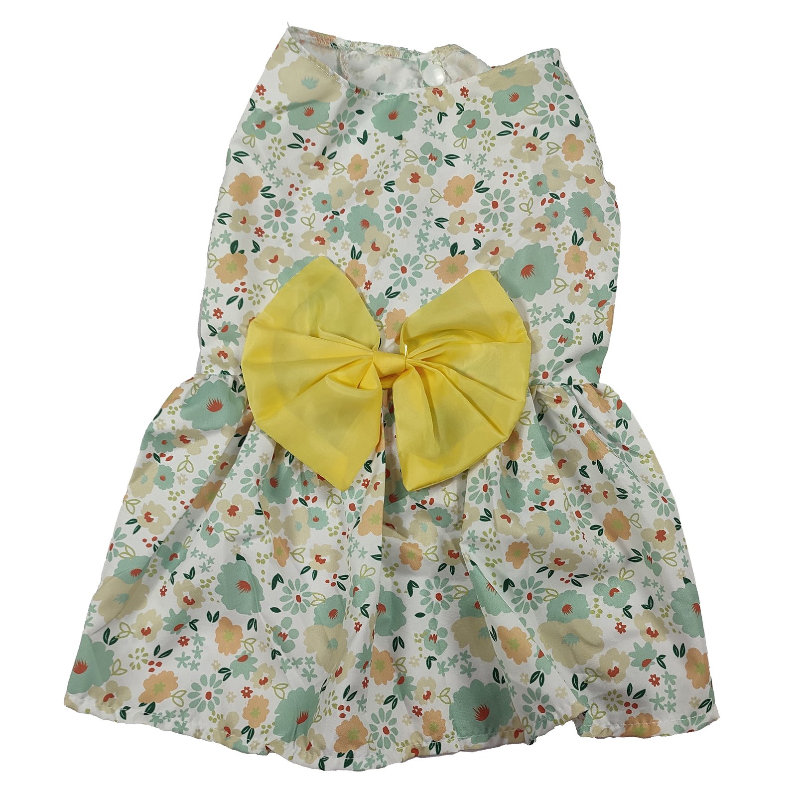 Sweet Pastel Floral Dog Dress with Yellow Bow