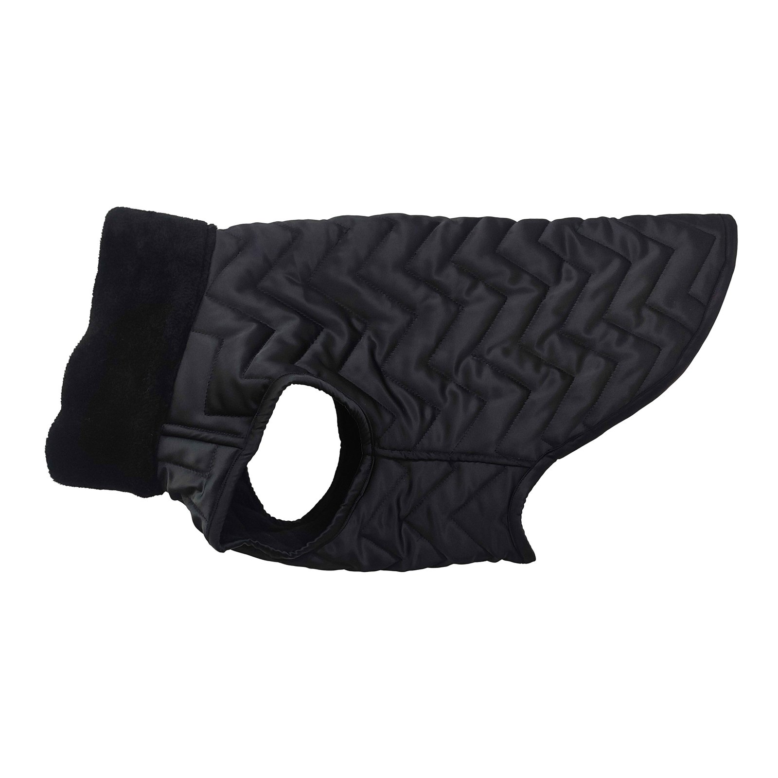 Black Chevron Quilted Fleece Collar Dog Coat