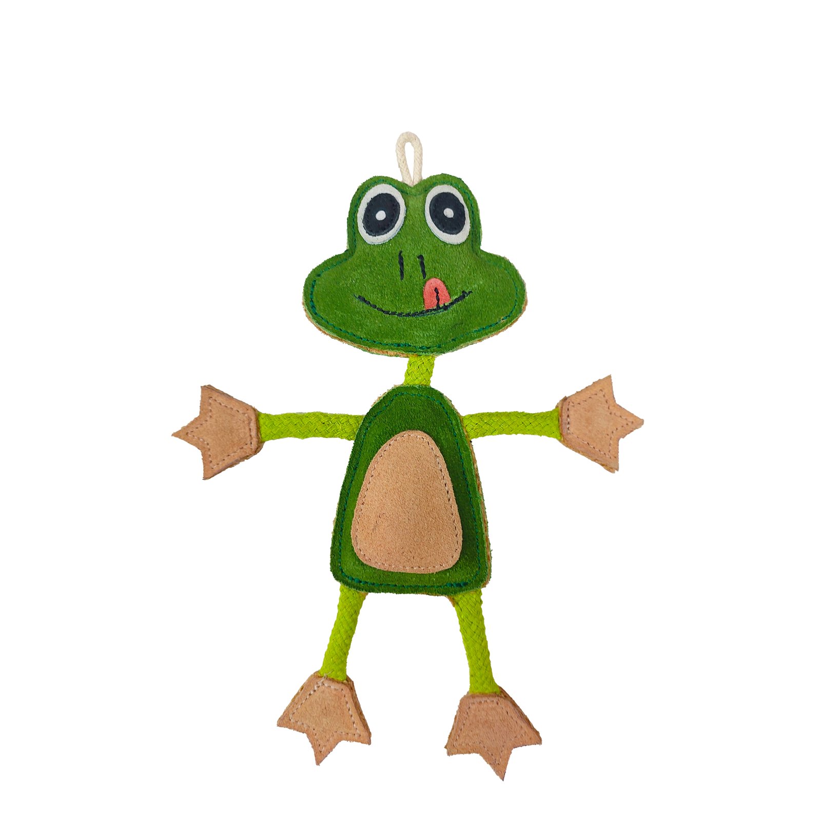 Eco-Friendly Suede & Rope Dancing Frog Dog Toy