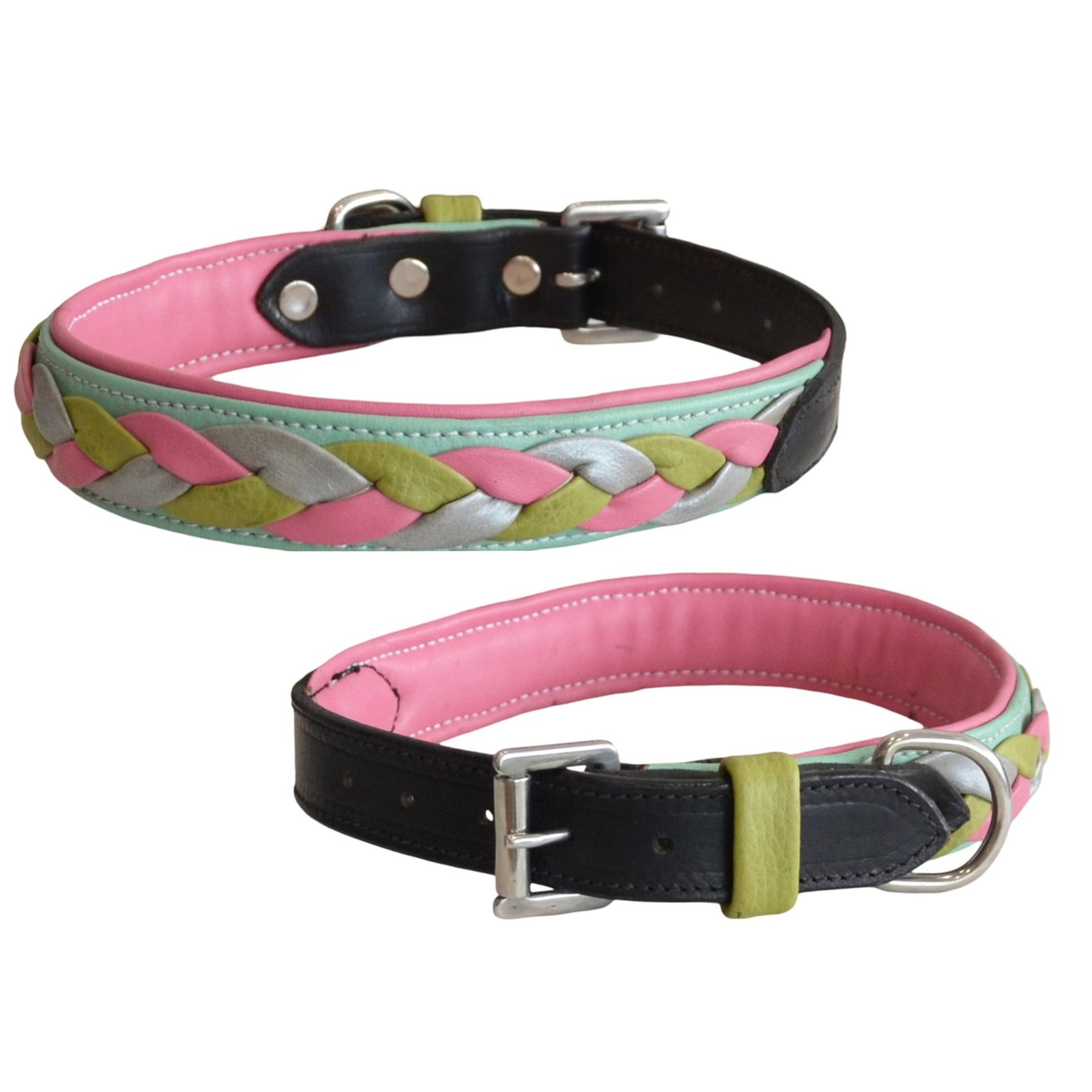Colorful Braided Leather Dog Collar