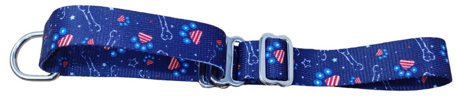 Americana Paw & Bone Print Martingale Dog Collar