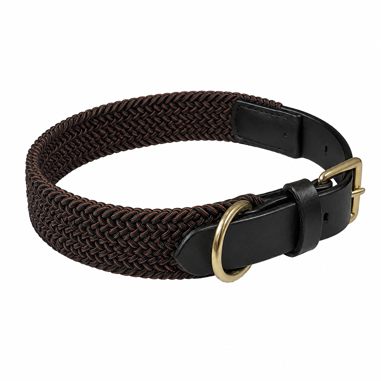 Classic Braided Cord & Premium Leather Dog Collar