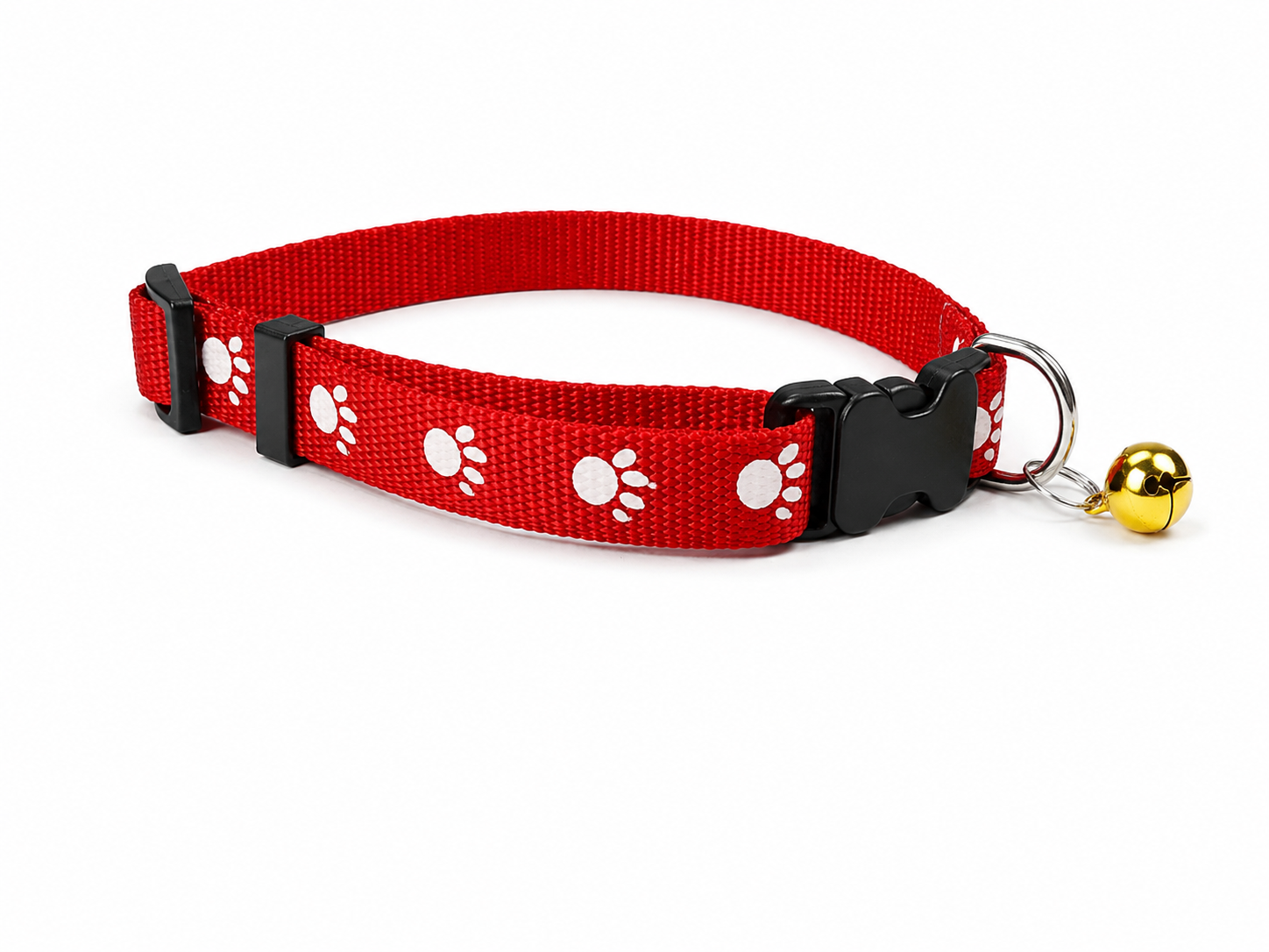 Playful Paw Print Adjustable Dog & Cat Collar with Bell