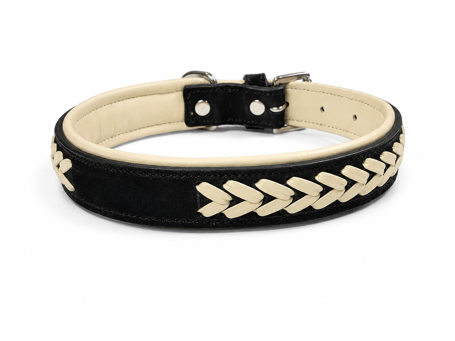 Artisan Interwoven Braided Suede & Padded Leather Dog Collar