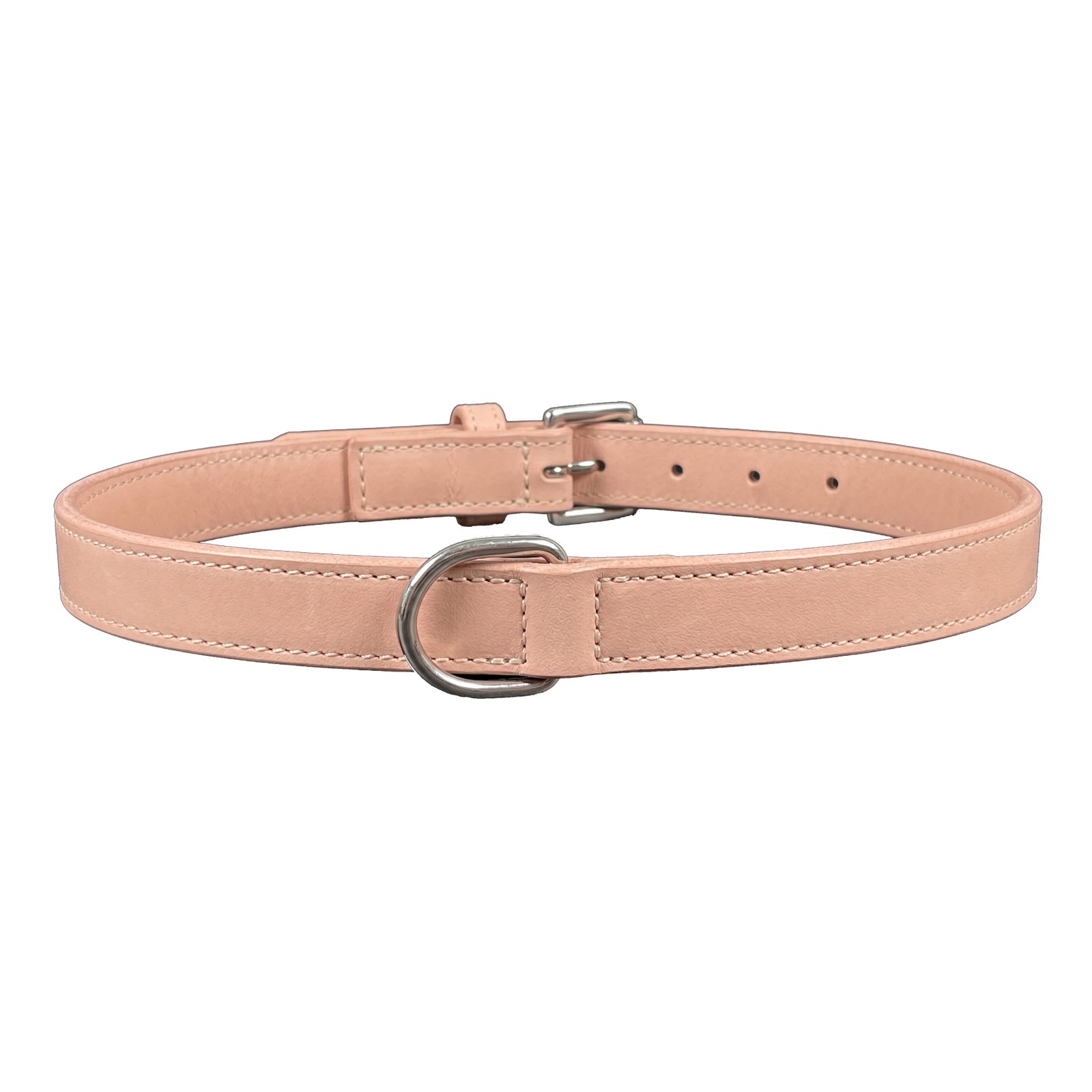 Classic Pastel Pink Leather Dog Collar