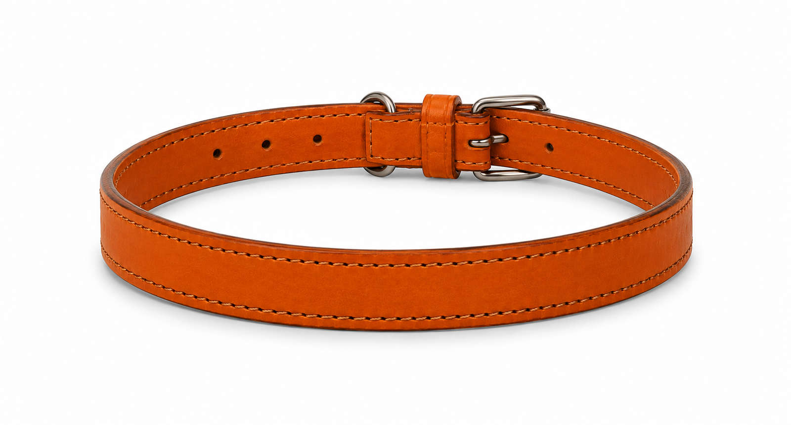 Classic Orange Leather Dog Collar