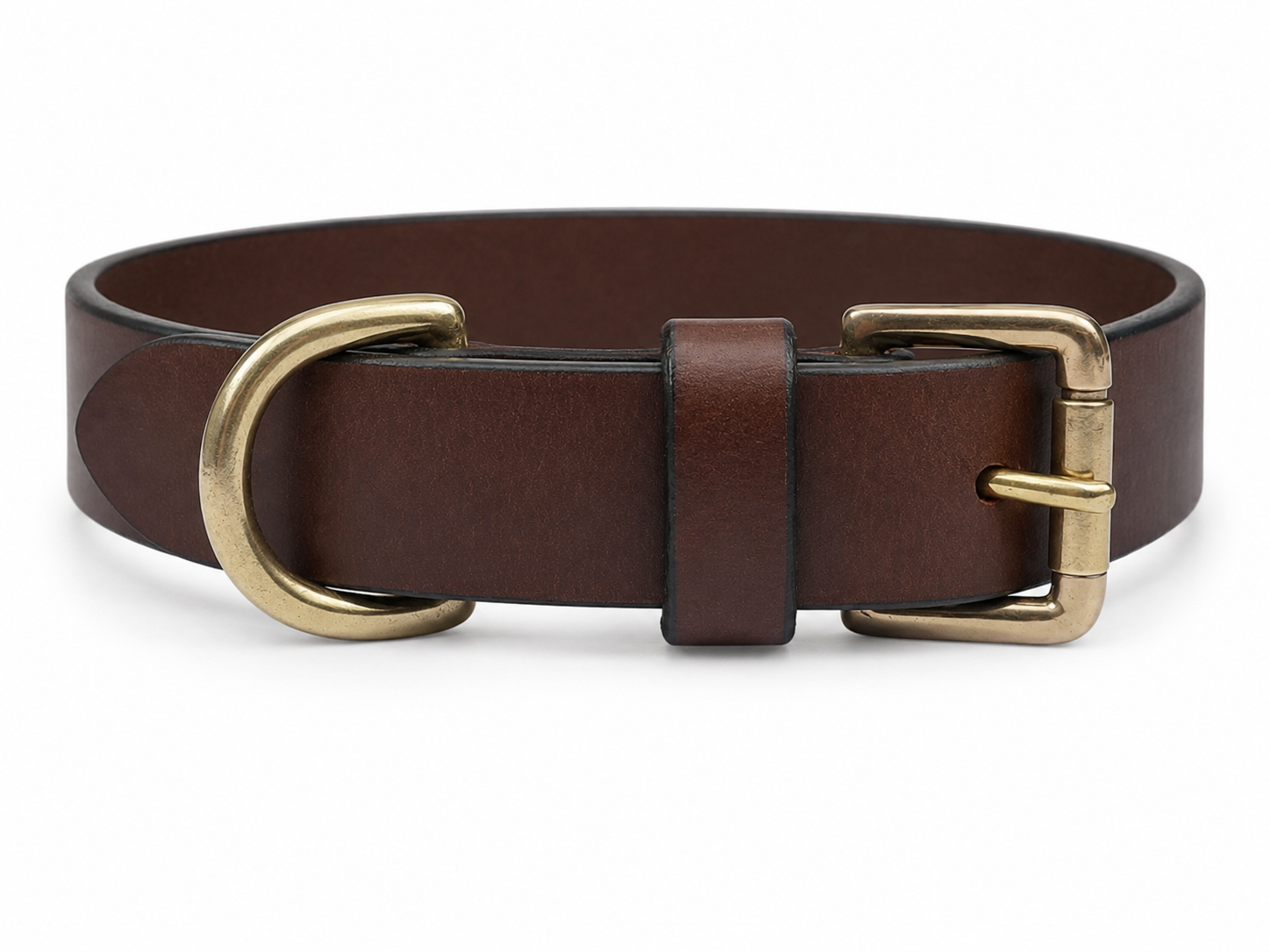 Vintage Brown Full-Grain Leather Dog Collar