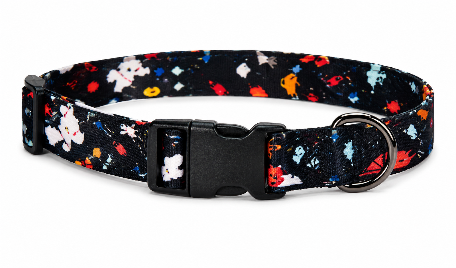 Multi-Color Abstract Paint Splatter Dog Collar