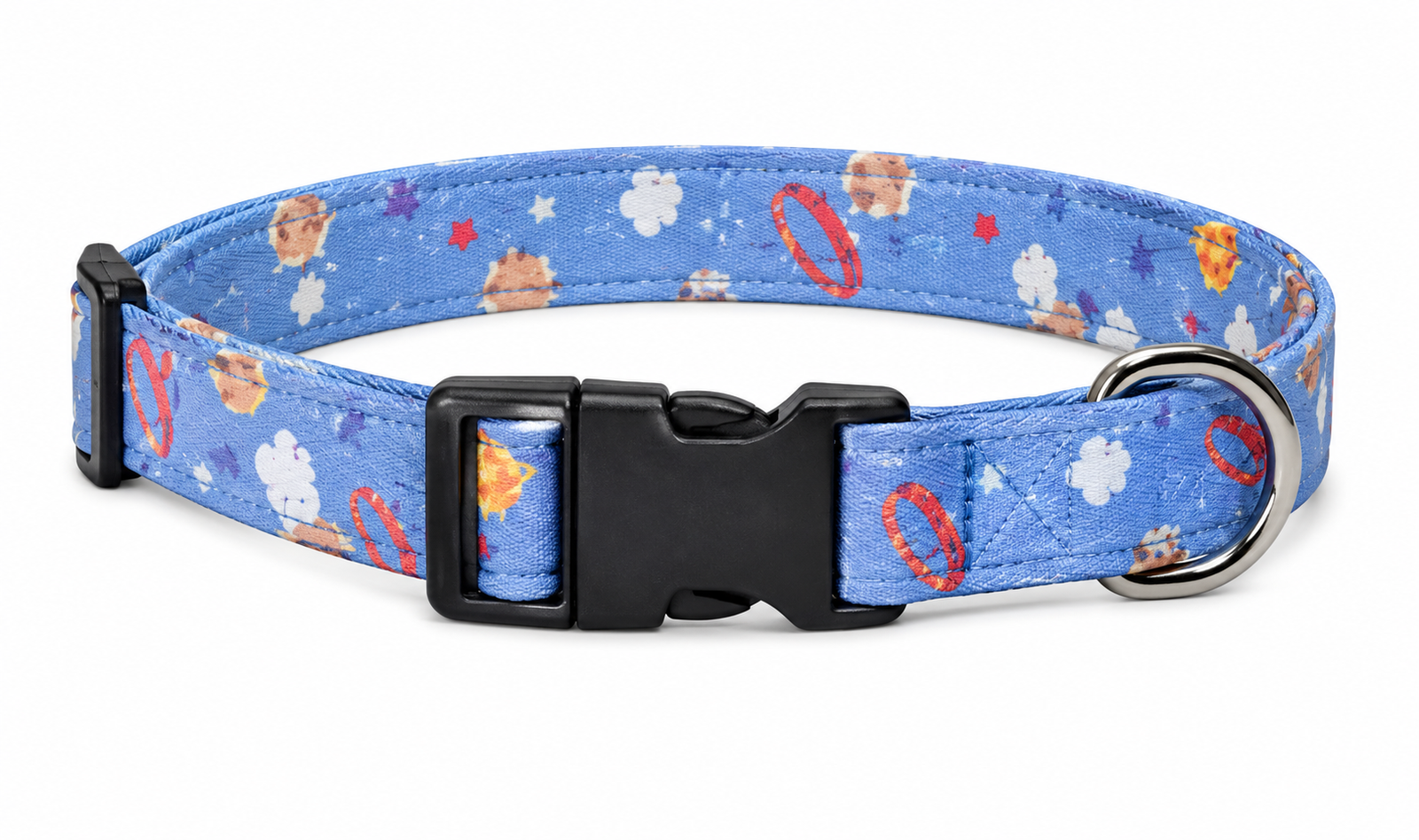 Light Blue Outer Space Cartoon Dog Collar