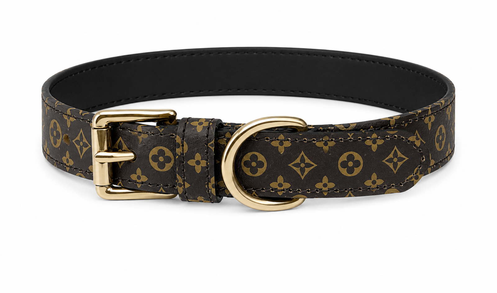 Luxury Monogram Print Leather Dog Collar