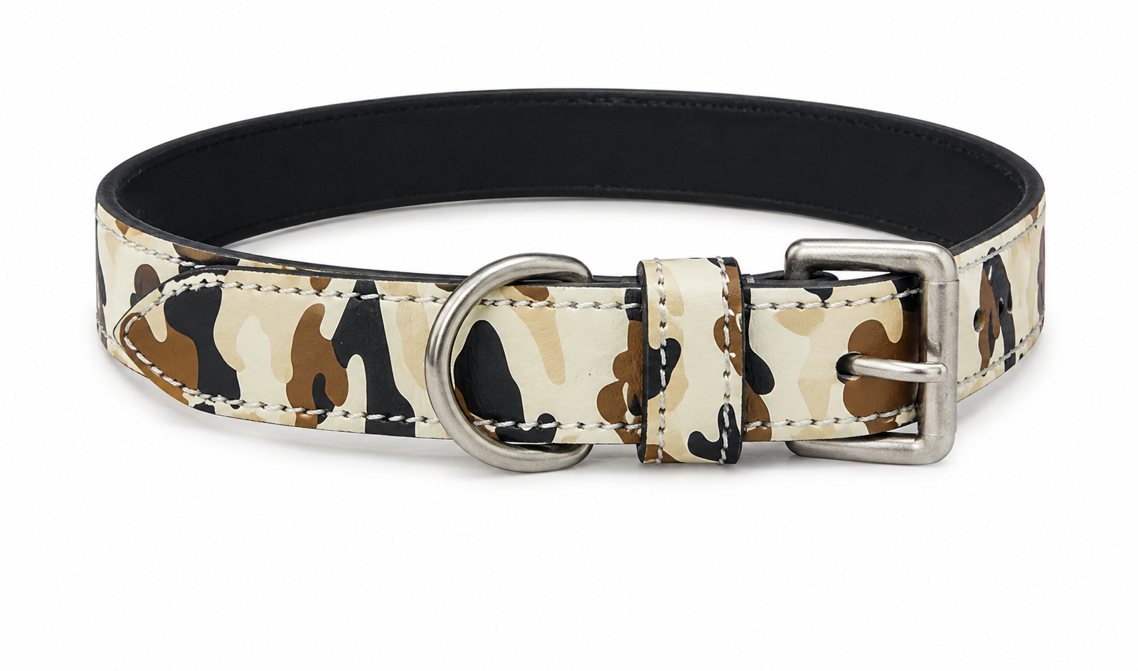 Desert Camouflage Leather Dog Collar