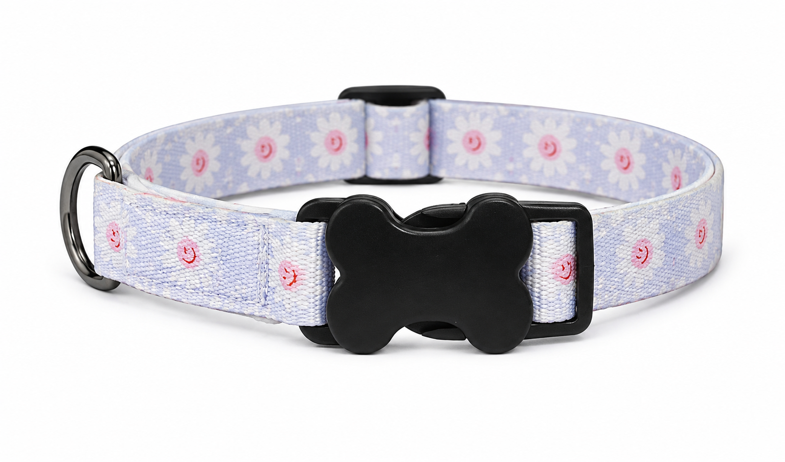 Pastel Lavender Smiley Daisy Dog Collar