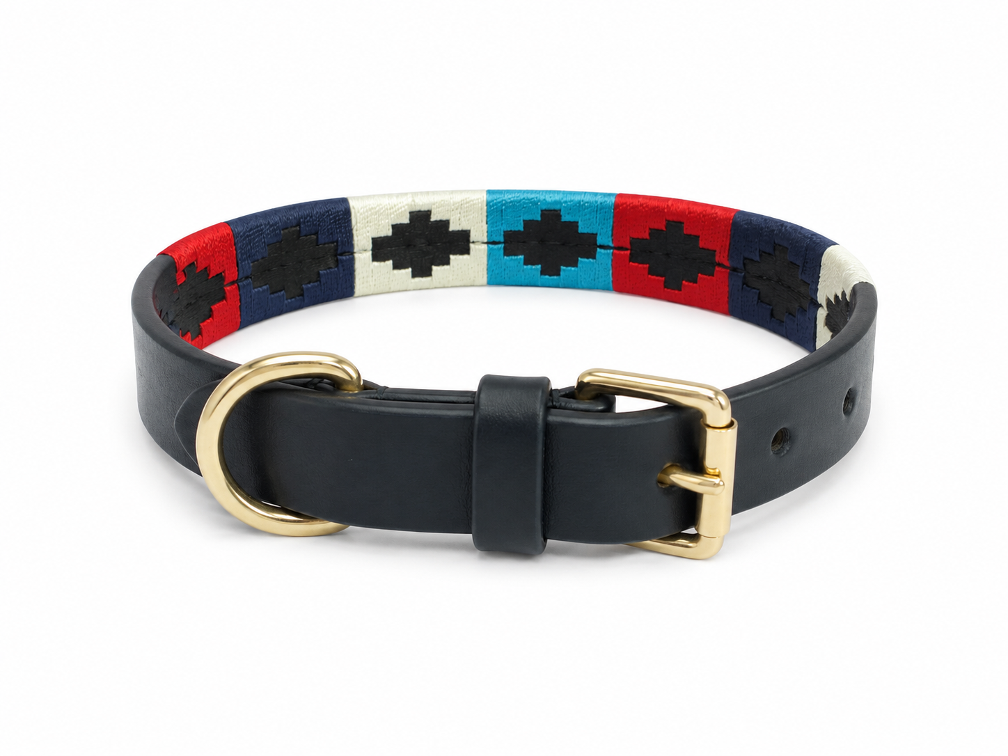 Gaucho Style Hand-Embroidered Leather Dog Collar