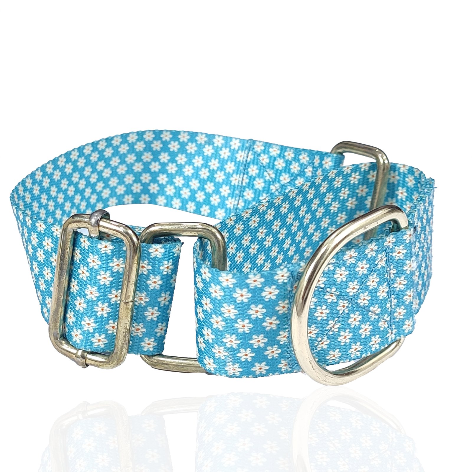 Light Blue Daisy Pattern Martingale Dog Collar