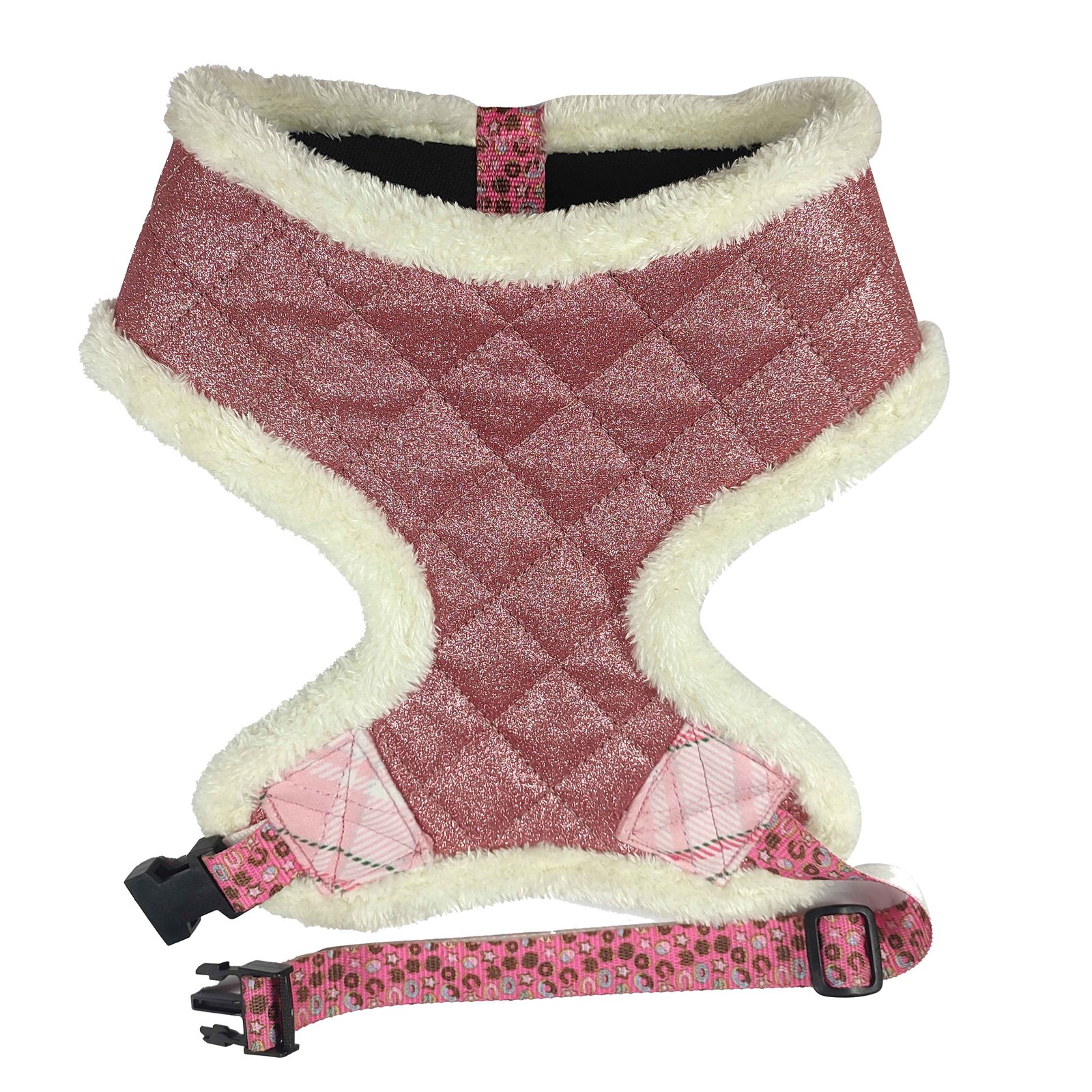 Pink Glitter Quilted Fleece Trim Dog Harness