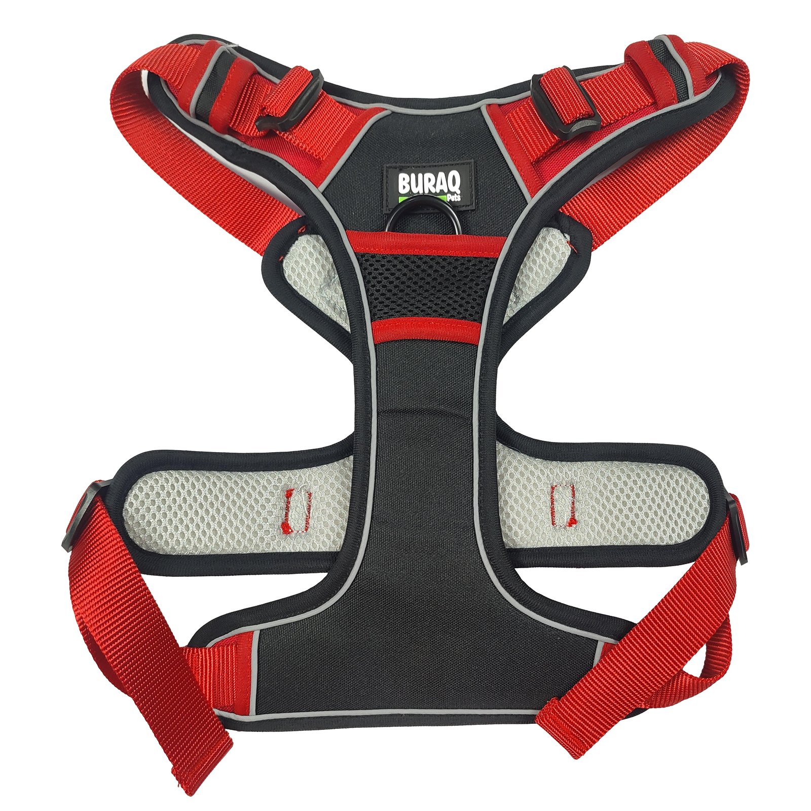 Black and Red Sports No-Pull Mesh Dog Harness