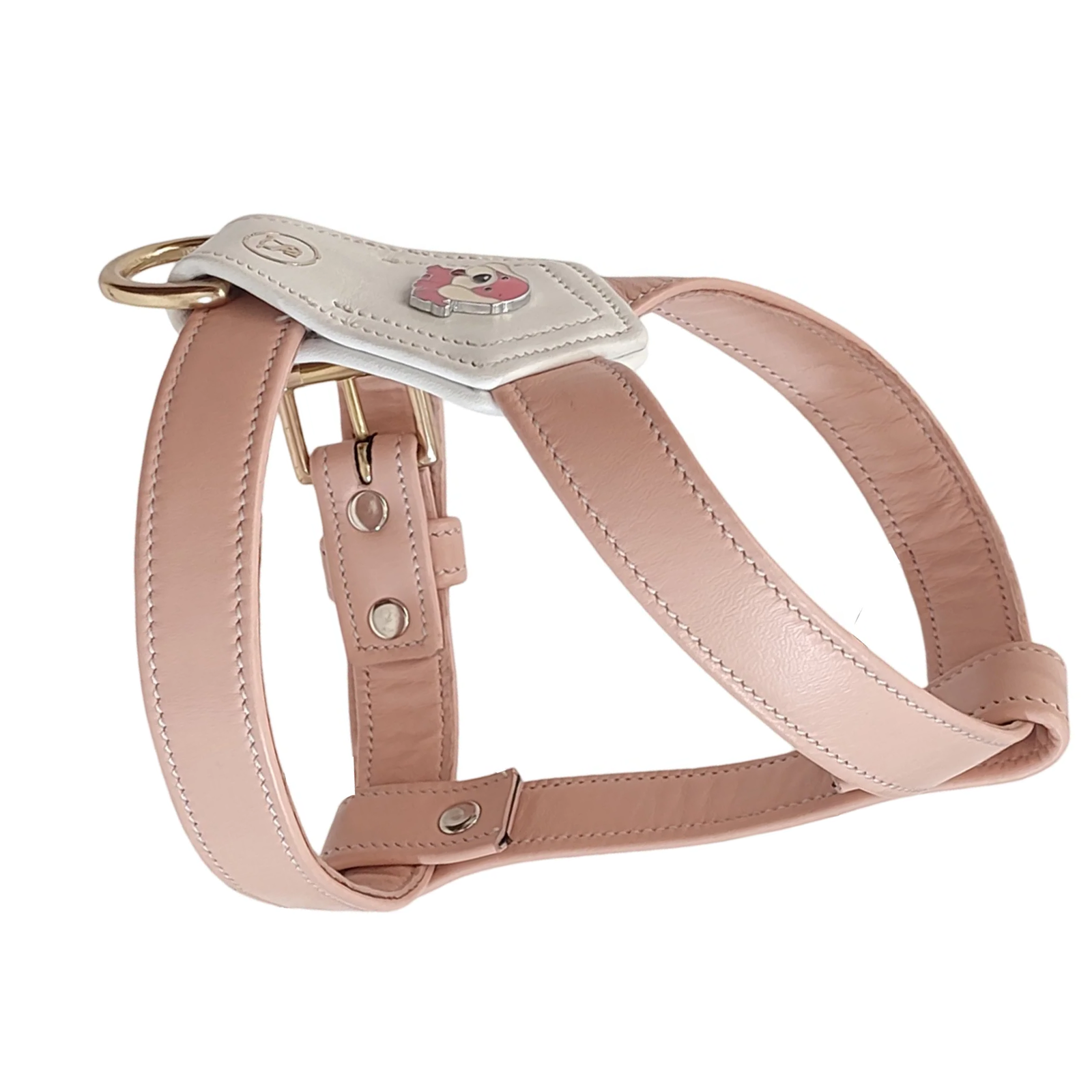 Luxury Leather Dog Cartoon Badge Harness