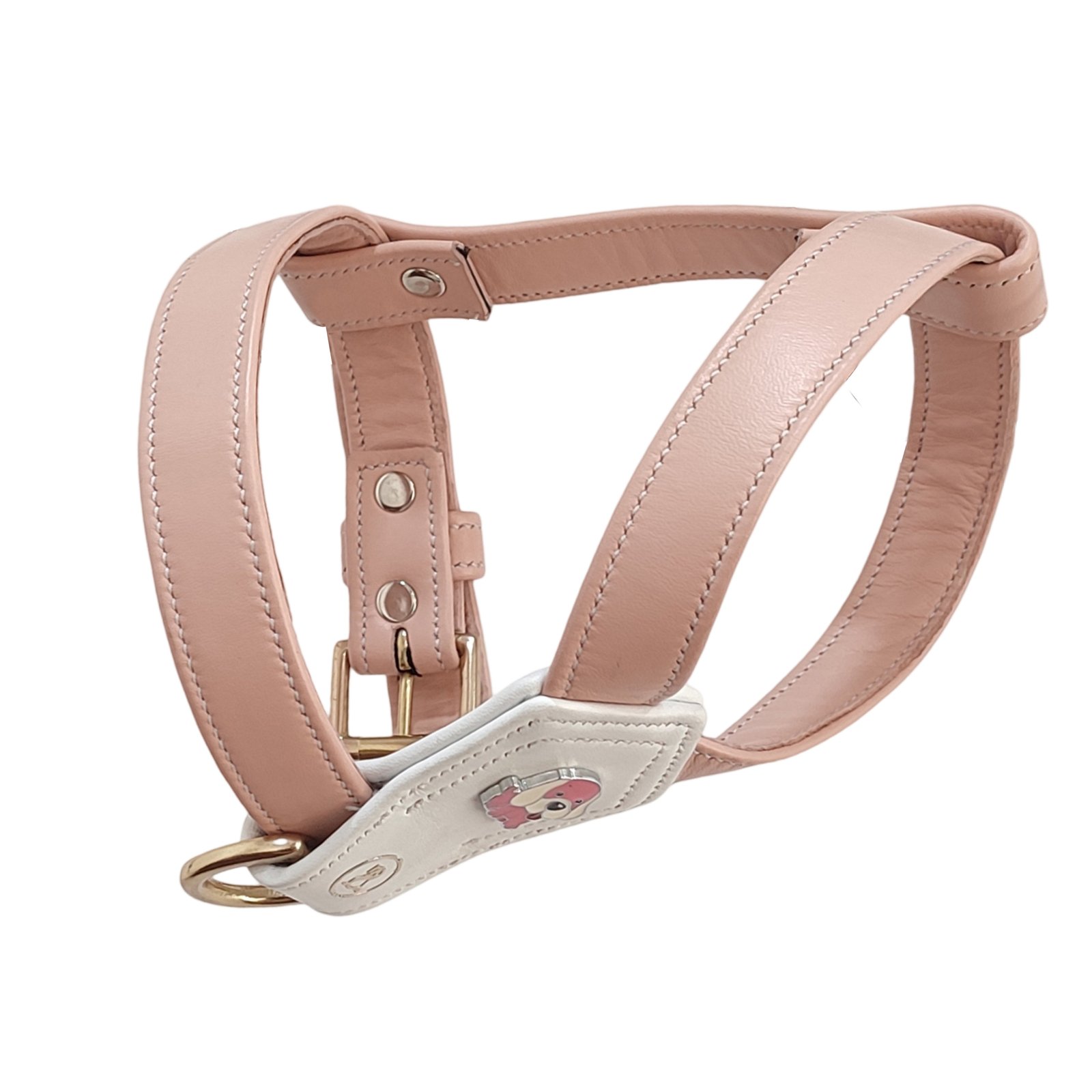 Luxury Leather Dog Cartoon Badge Harness