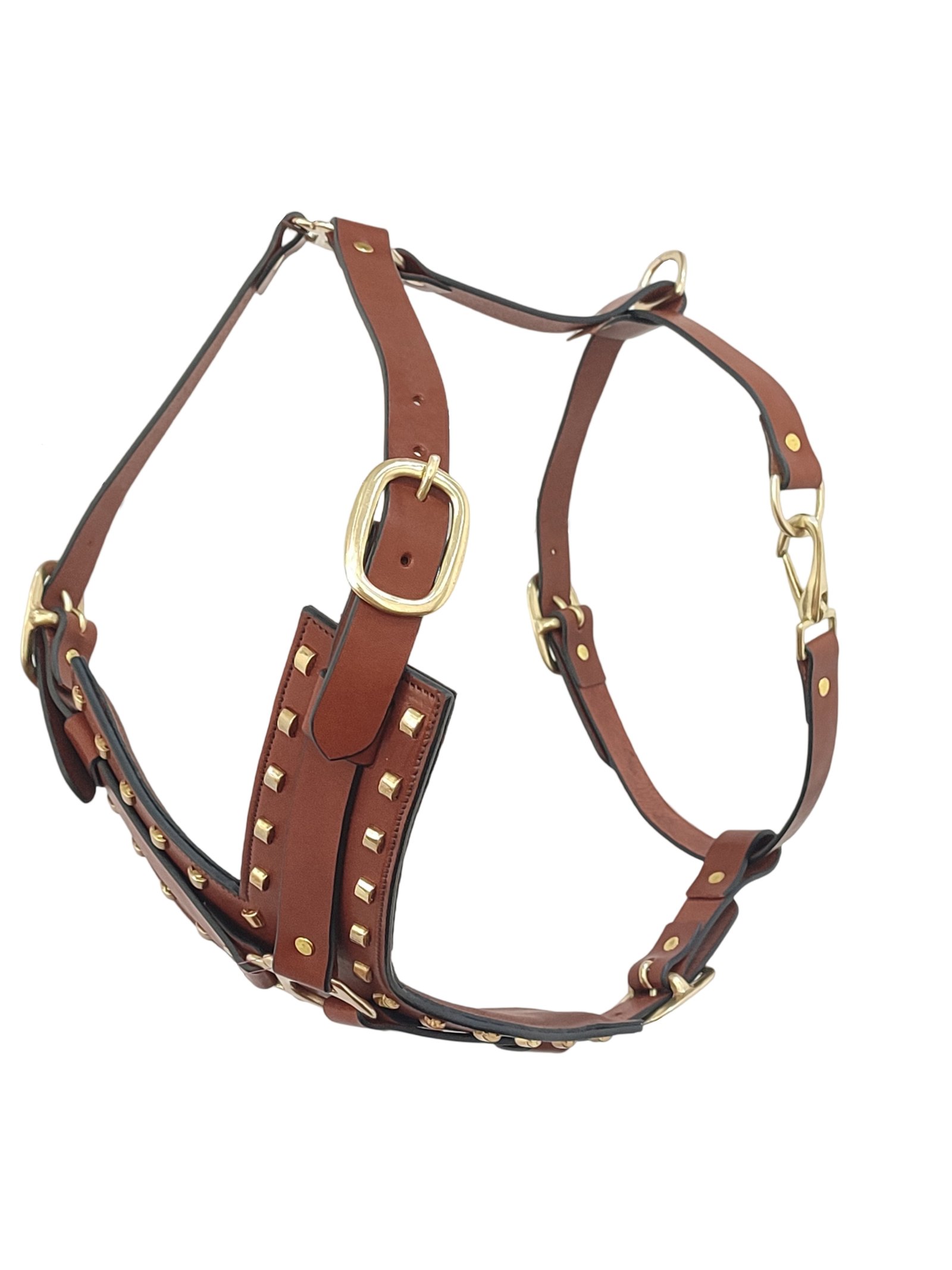 Luxury Studded Brown Leather Dog Harness