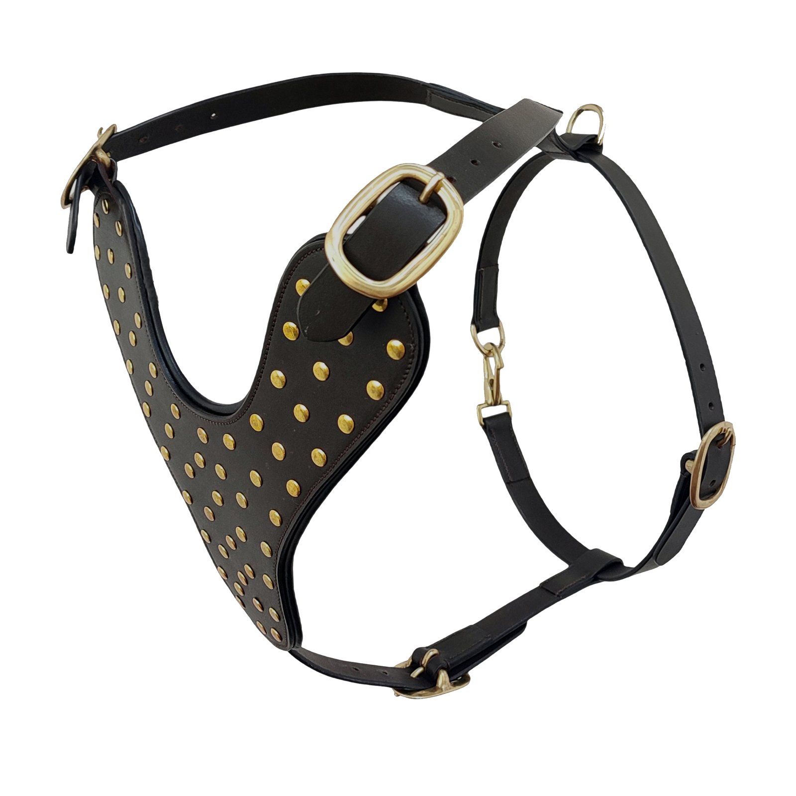 Luxury Studded Black Leather Dog Harness