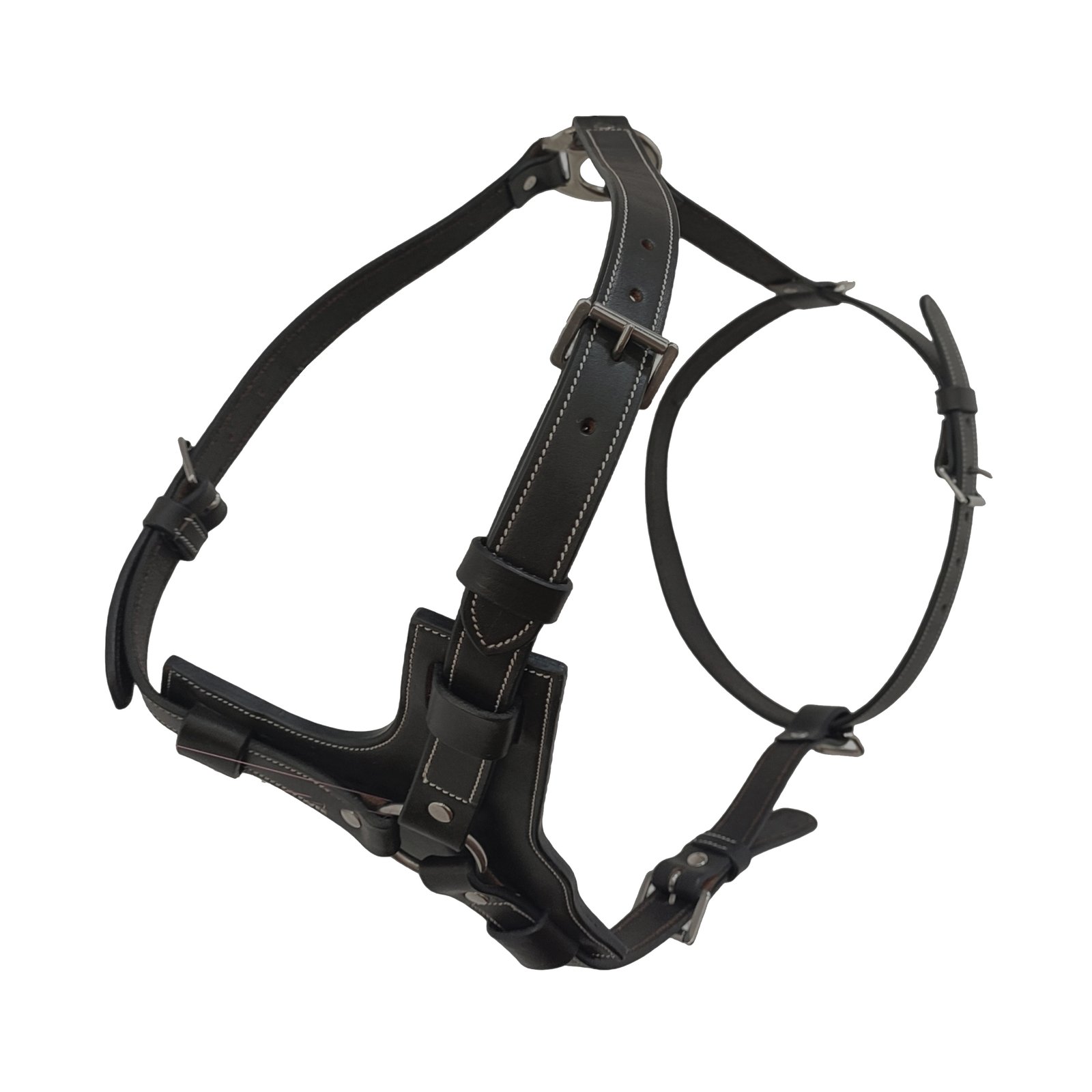 Stitch Detailed Black Leather Dog Harness