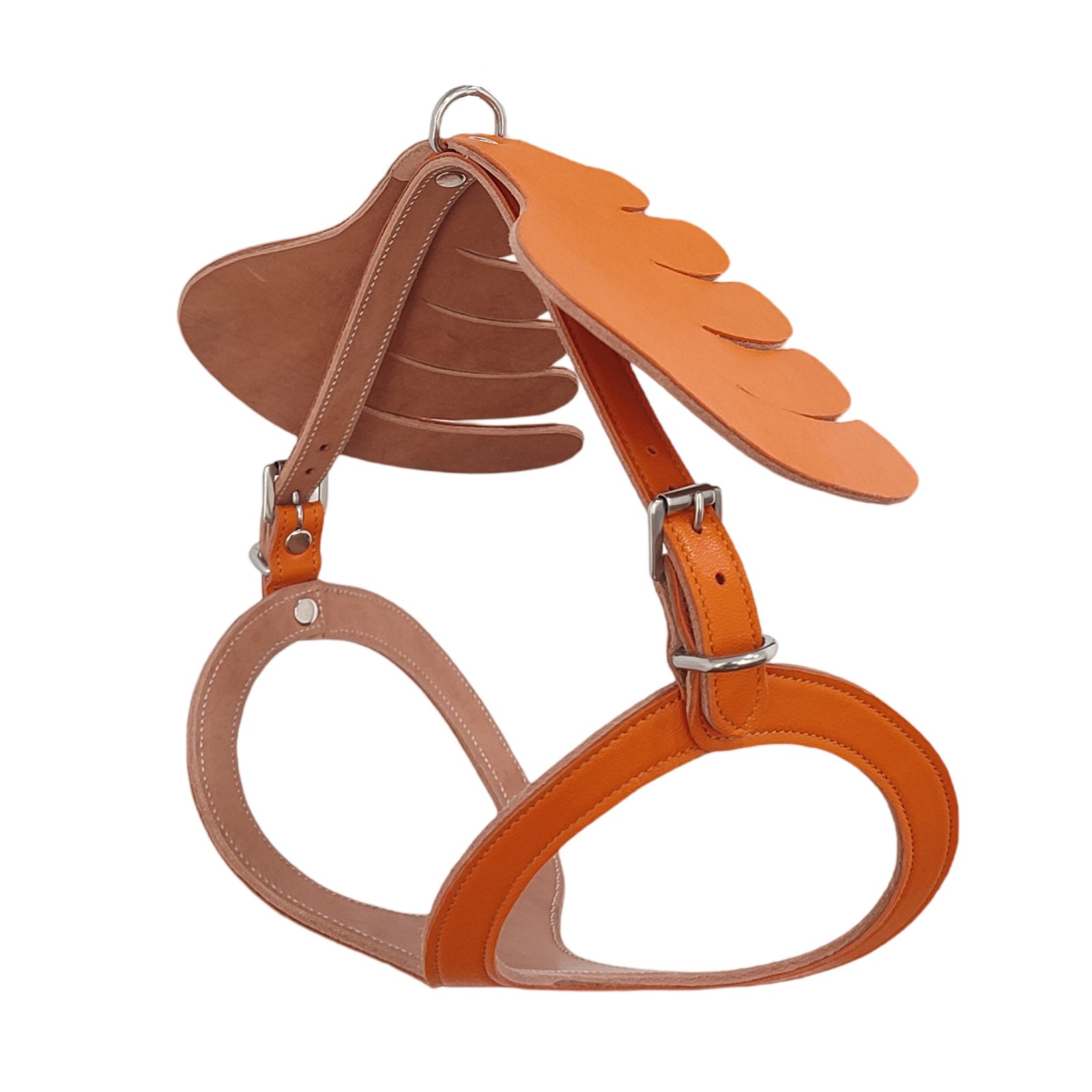 Novelty Angel Wings Orange Leather Dog Harness