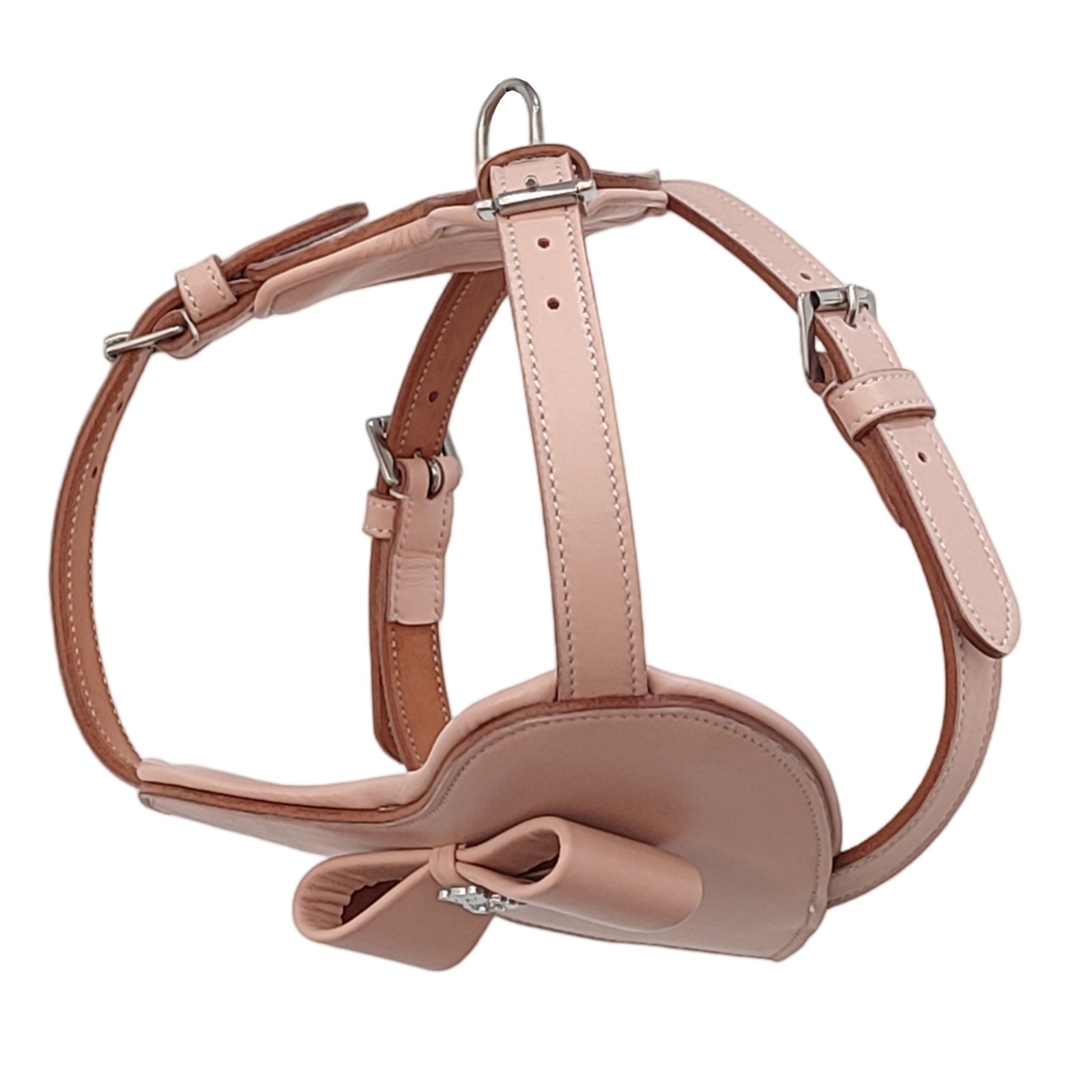 Luxury Bow Accent Pastel Pink Leather Dog Harness
