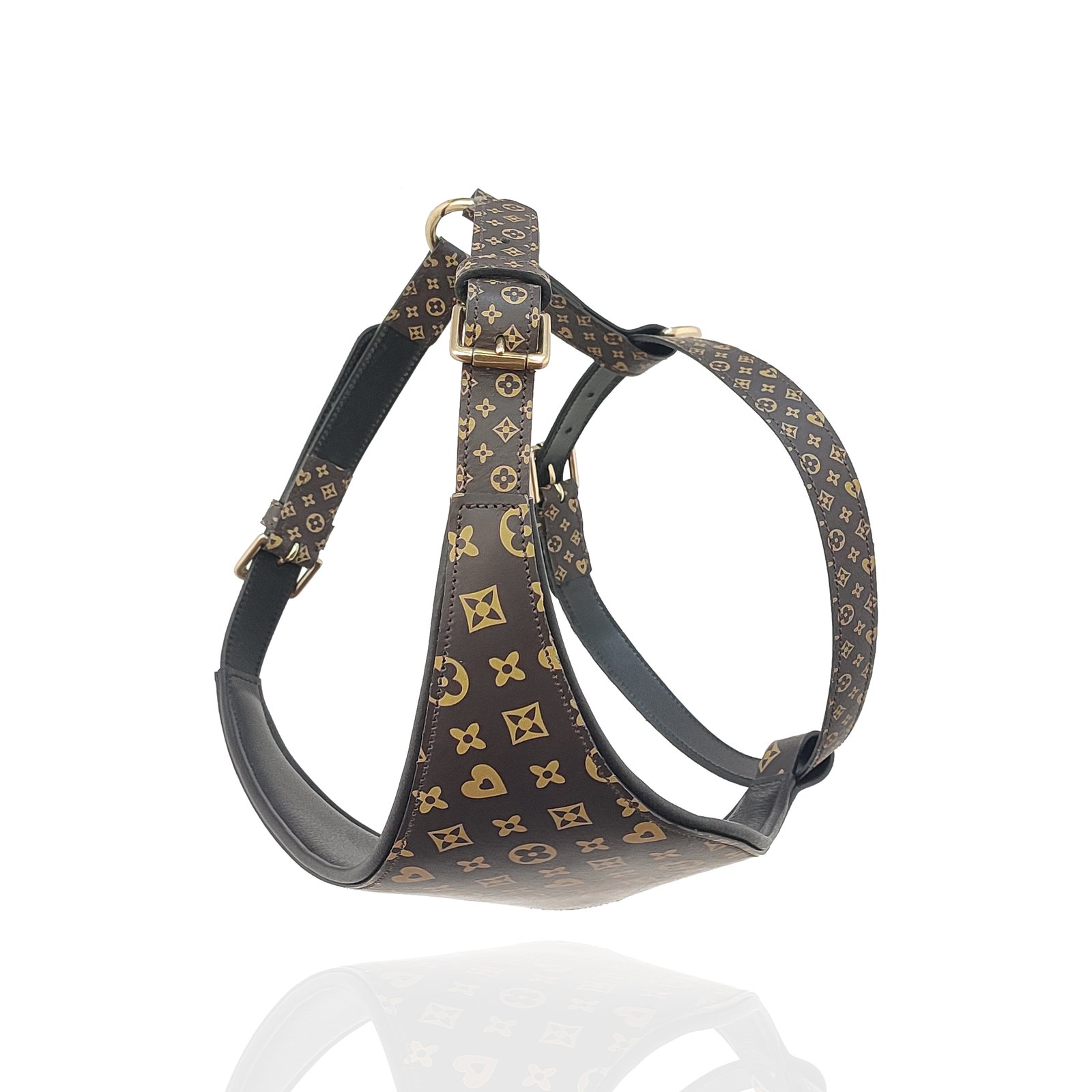 Monogram Print Leather Dog Harness