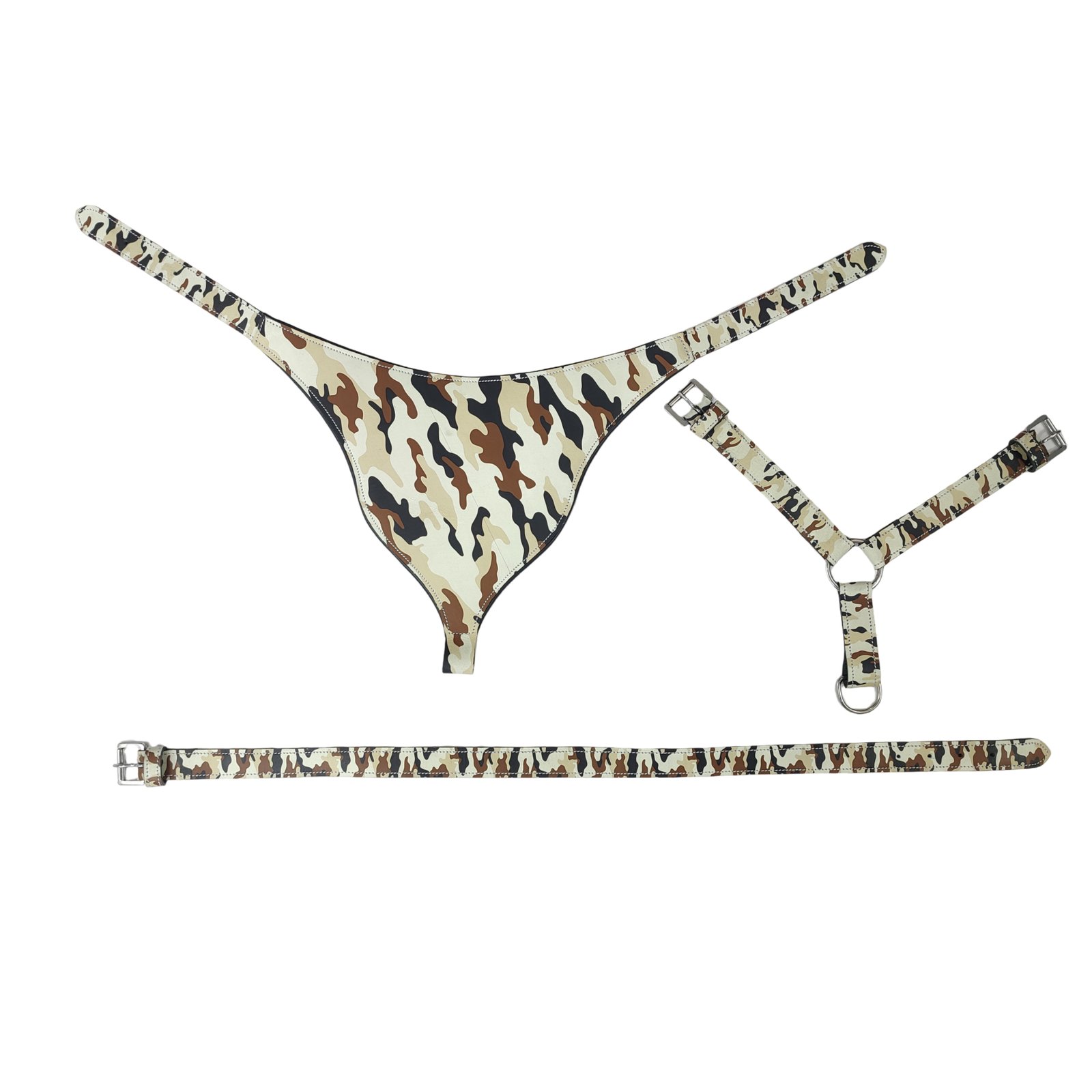Urban Camouflage Leather Dog Harness & Accessories Gift Set (5-Piece)