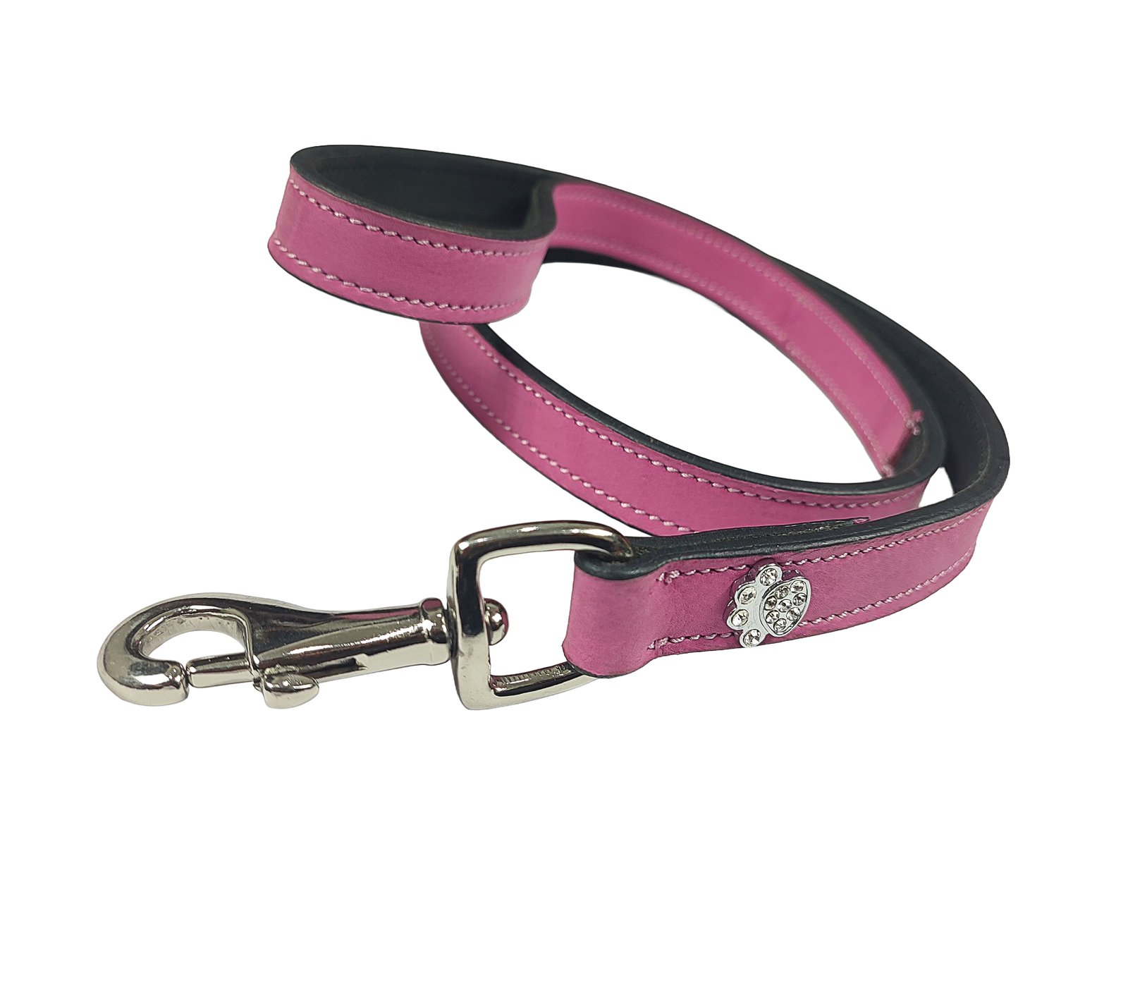 Vibrant Pink Leather Dog Leash