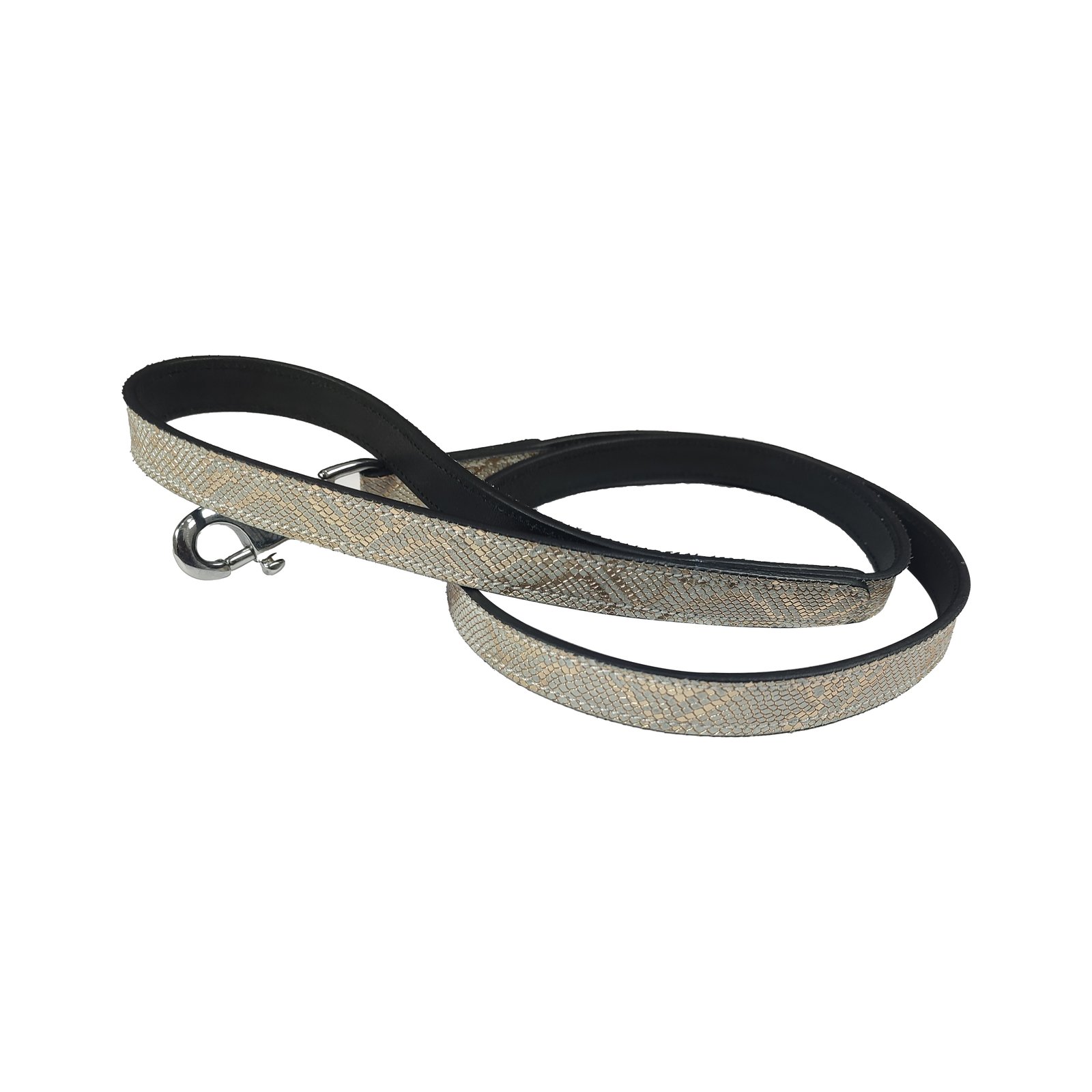 Metallic Snakeskin Texture Dog Leash with D-Ring