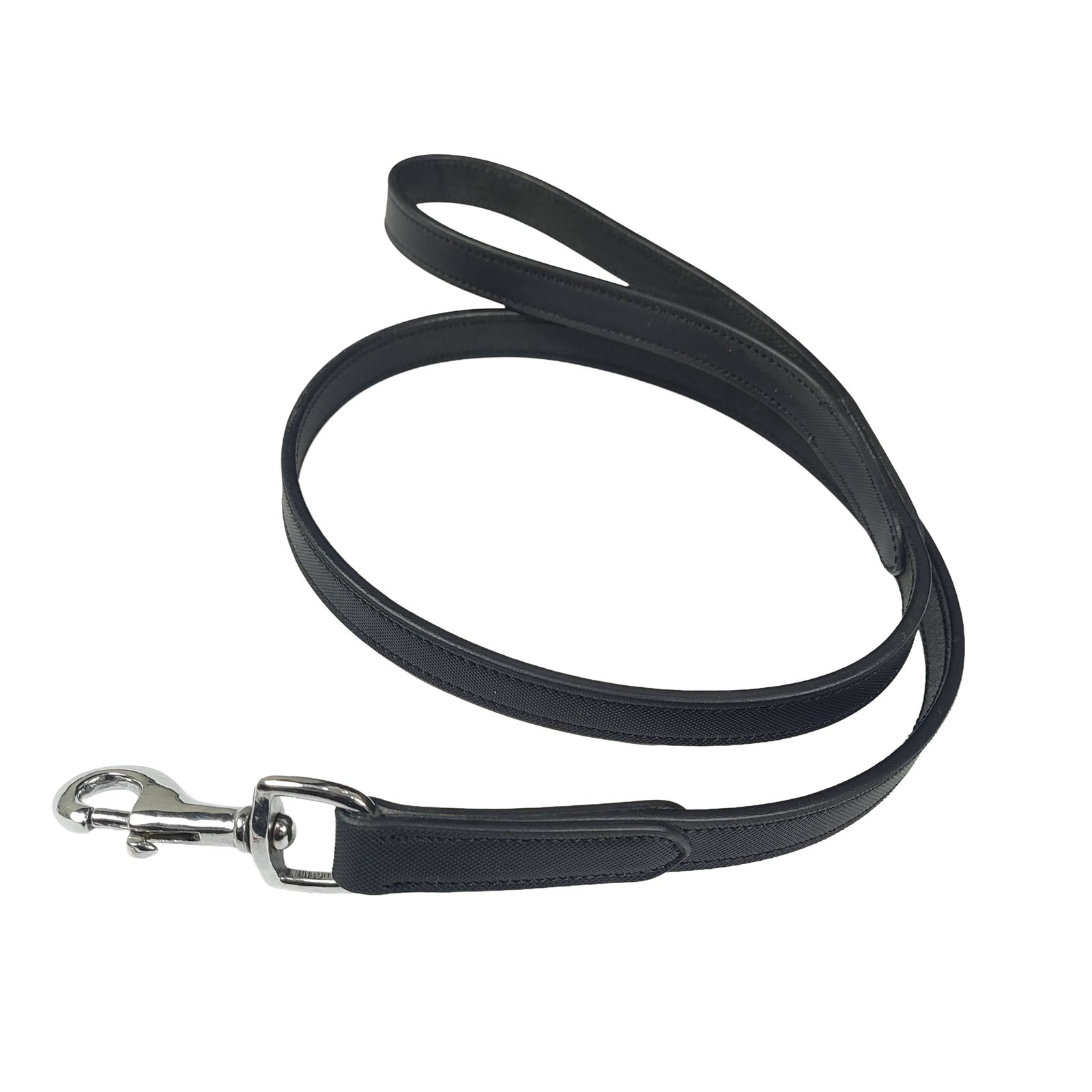 Classic Black Textured Leather Dog Leash