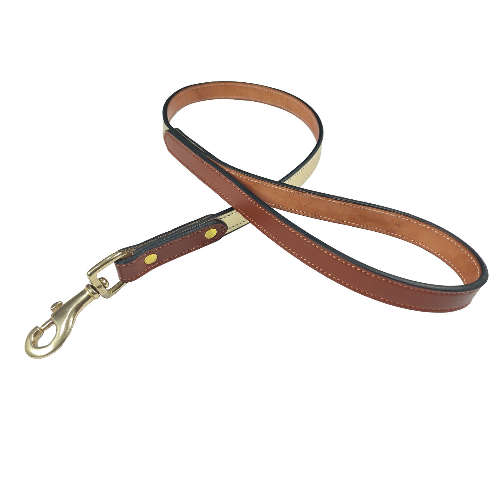 Classic Two-Tone Brown Leather Dog Leash