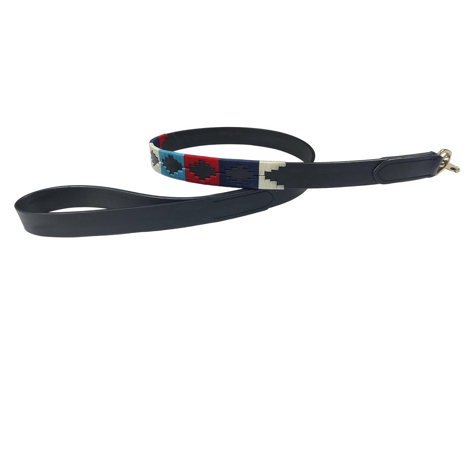 Polo-Style Embroidered Leather Dog Leash