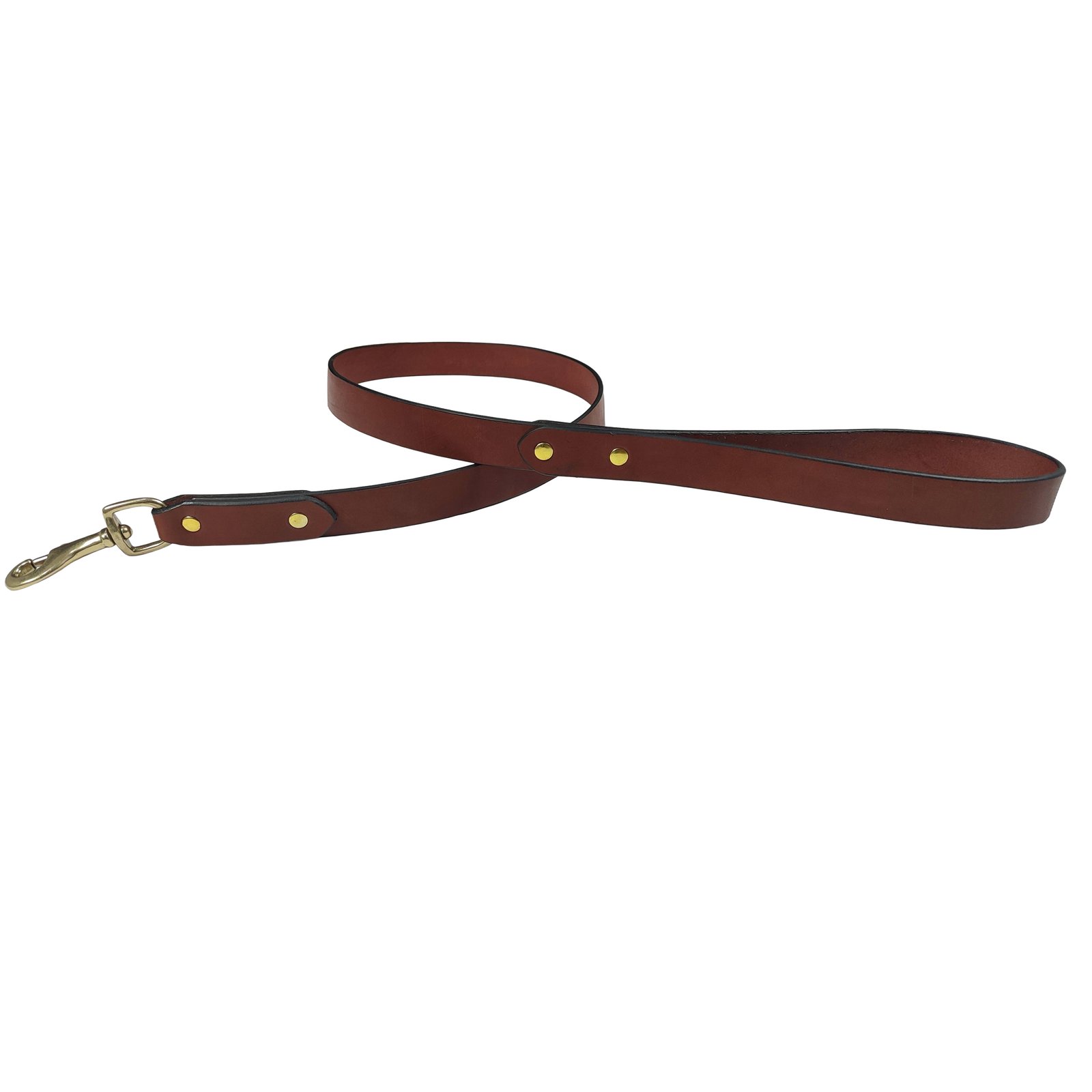 Classic Brown Leather Dog Leash with Brass Hardware