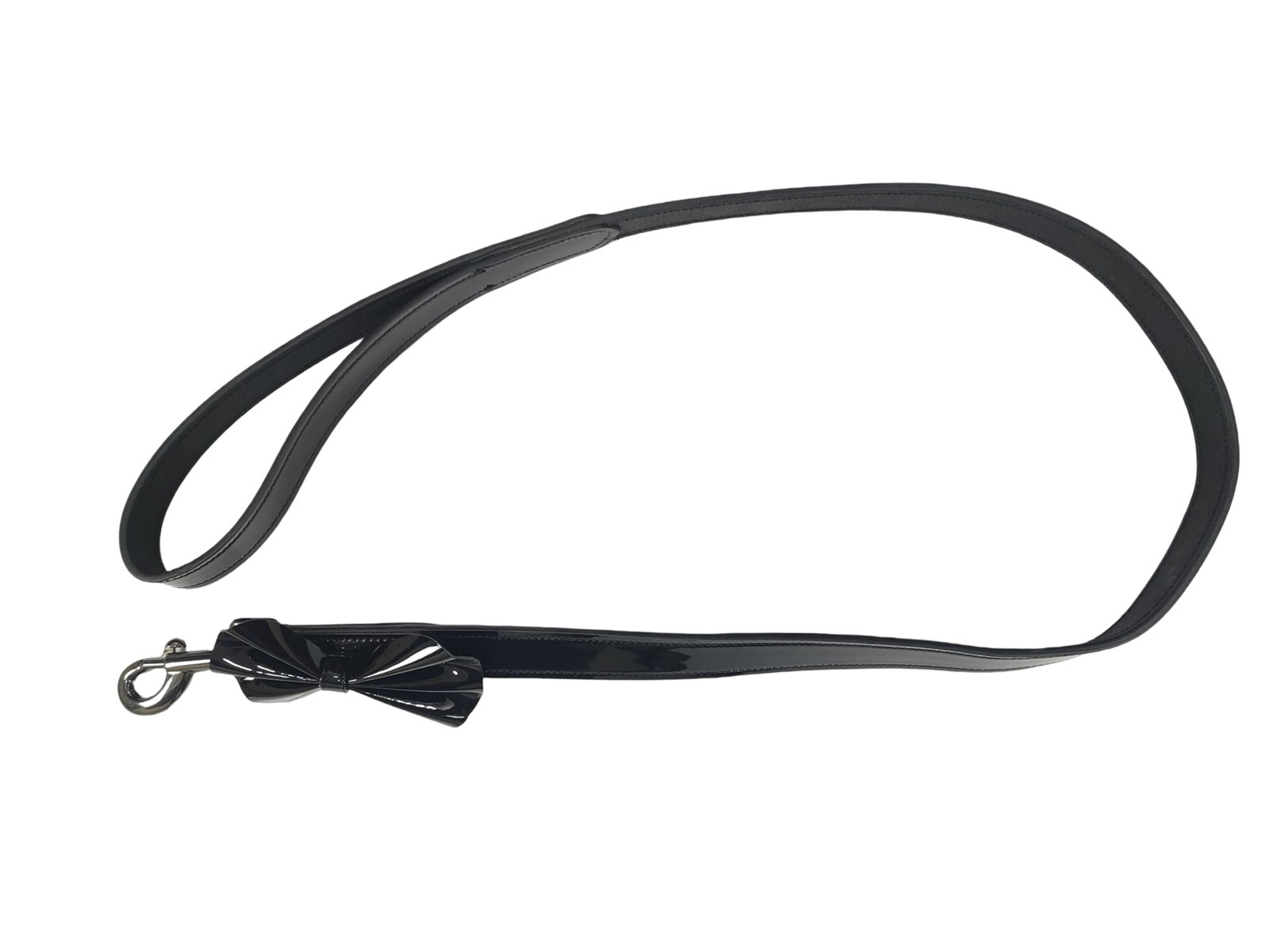 Elegant Patent Leather Bow Tie Dog Leash