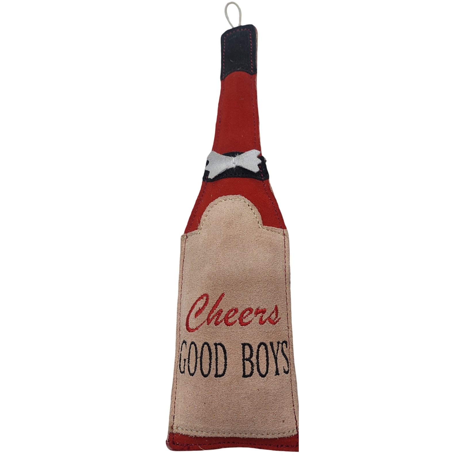 "Cheers Good Boys" Artisanal Suede Bottle Toy