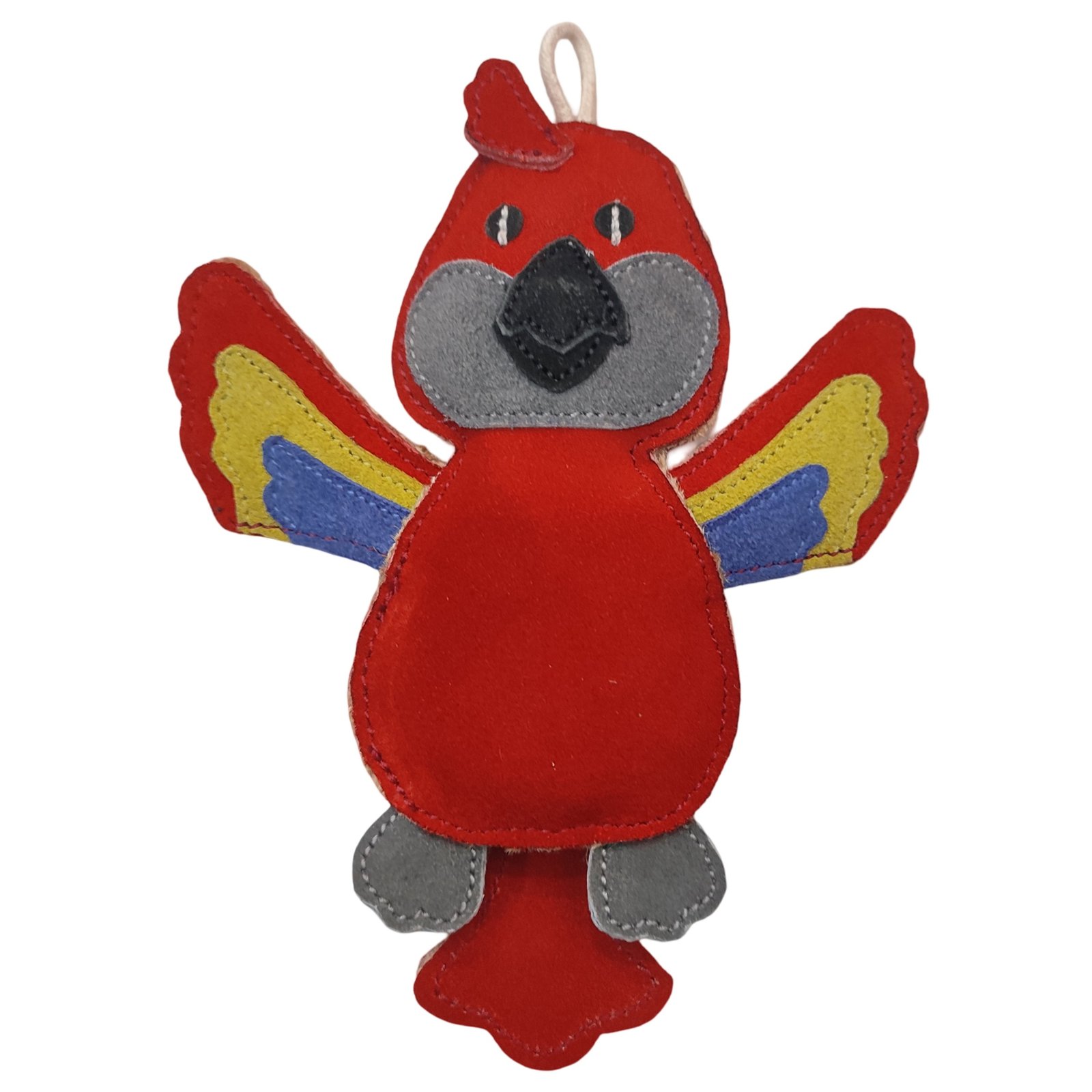 Artisanal Suede Tropical Parrot Interactive Toy