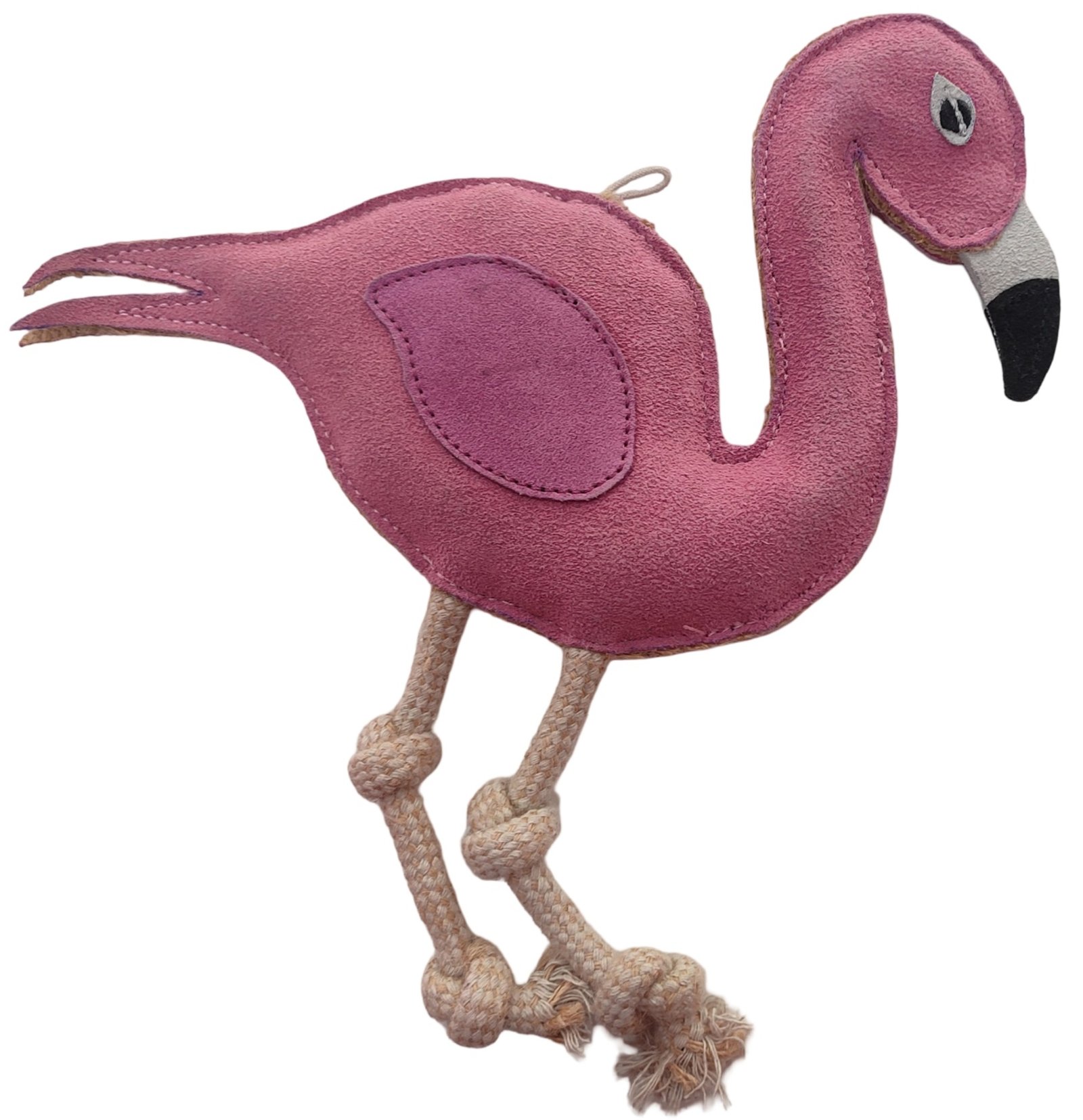 Suede and Rope Flamingo Dog Toy