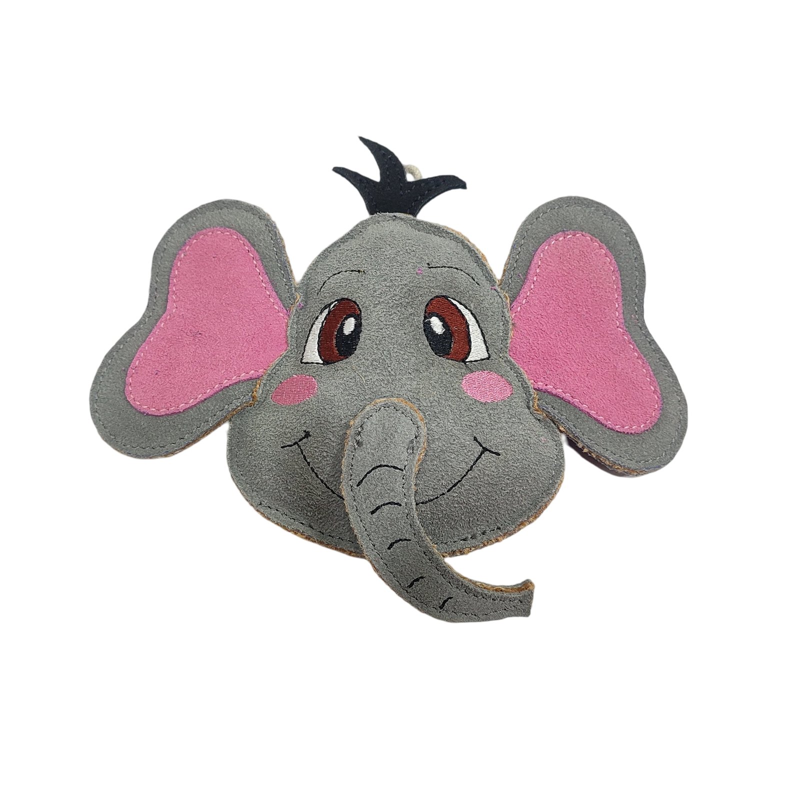 Suede Elephant Face Dog Toy