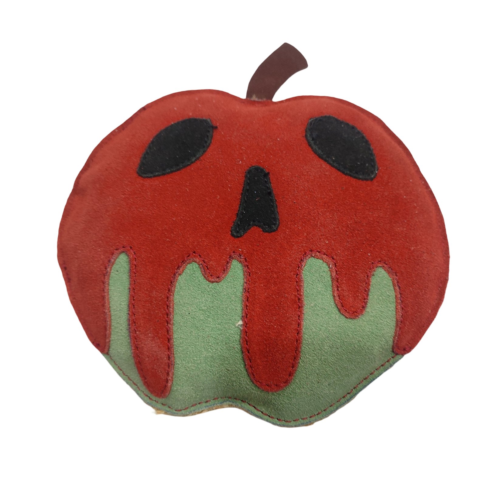 Suede 'Poison Apple' Inspired Plush Dog Toy with Stitched Face Details