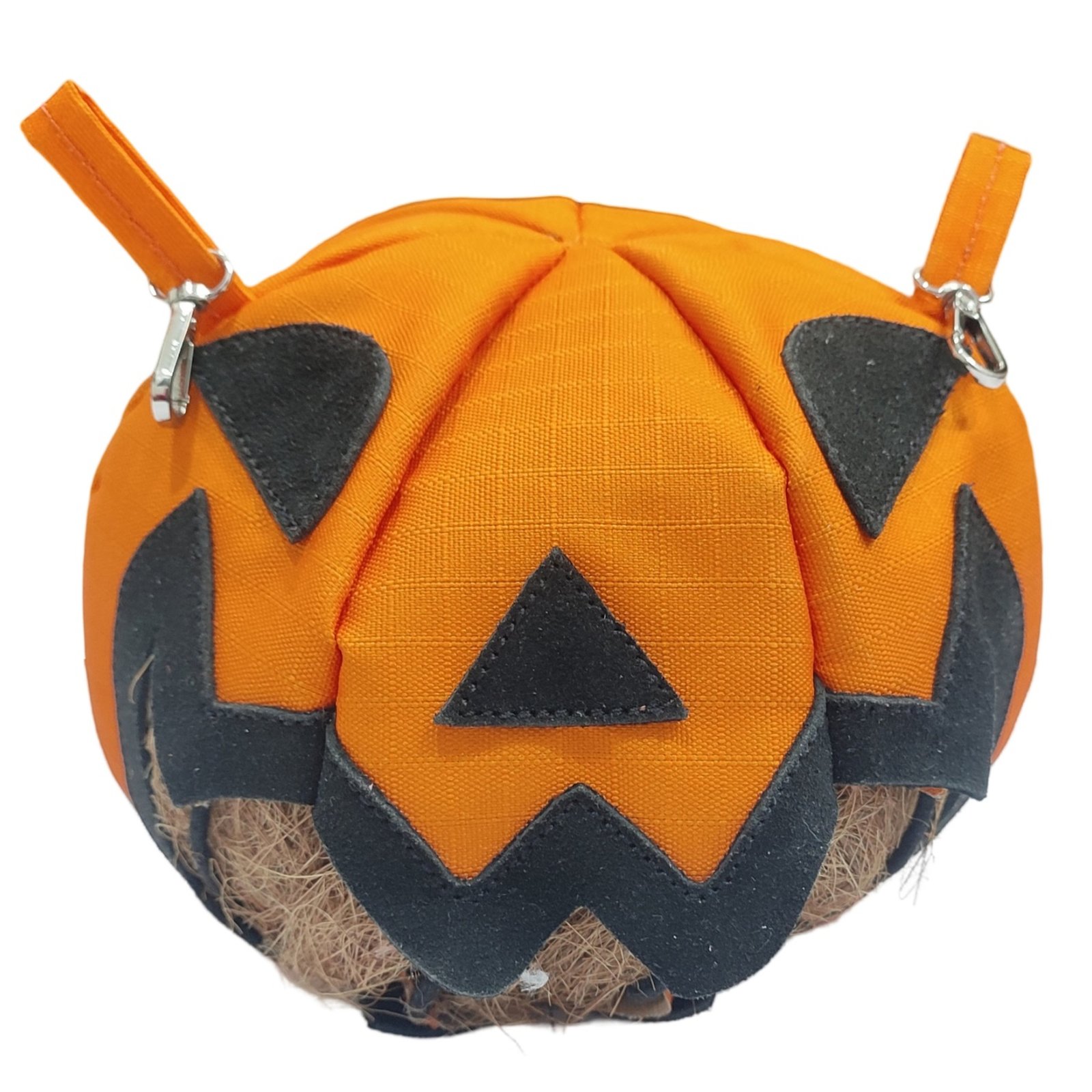 Canvas Jack-O'-Lantern Pumpkin Dog Toy with Metal Clips