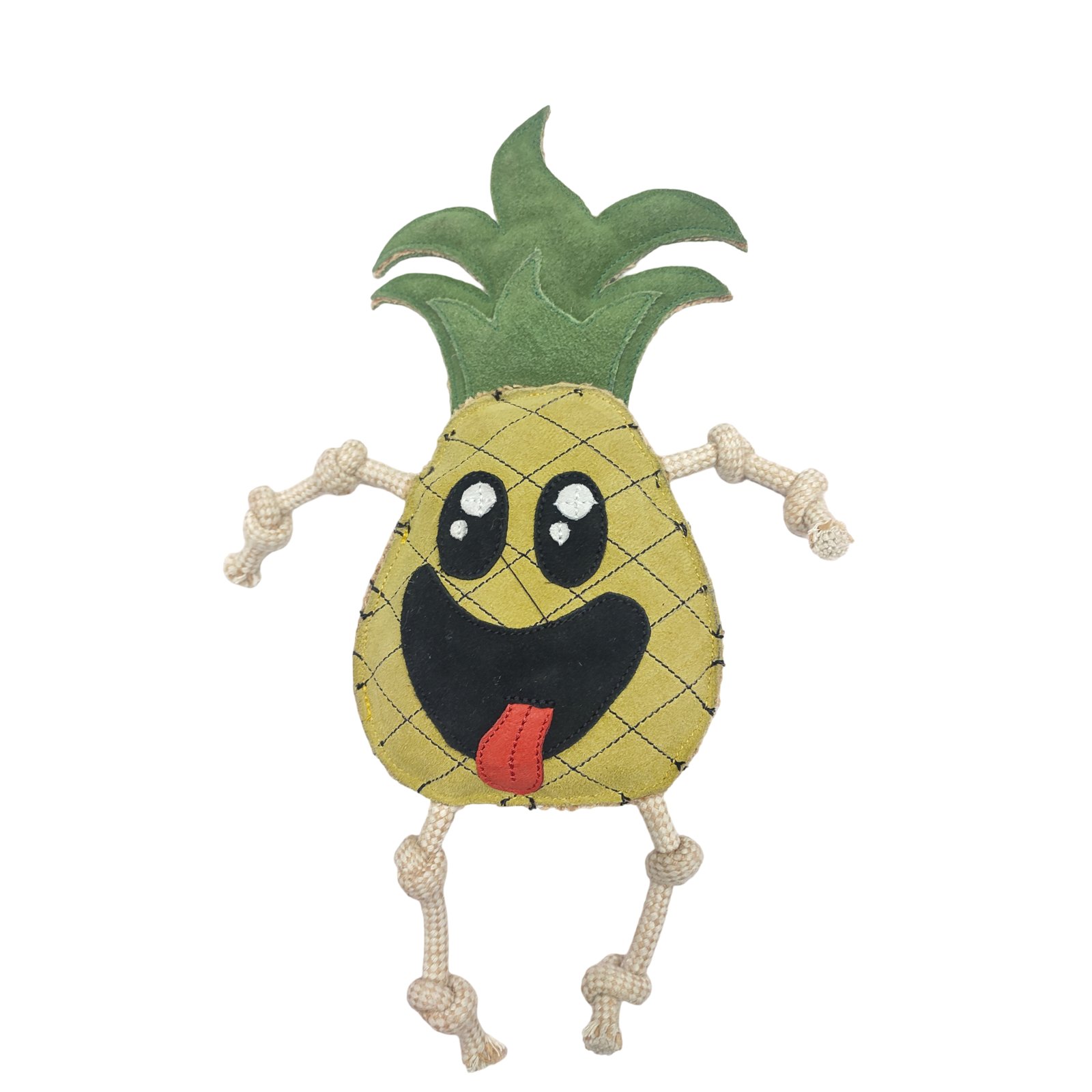 Suede and Rope Pineapple Dog Toy