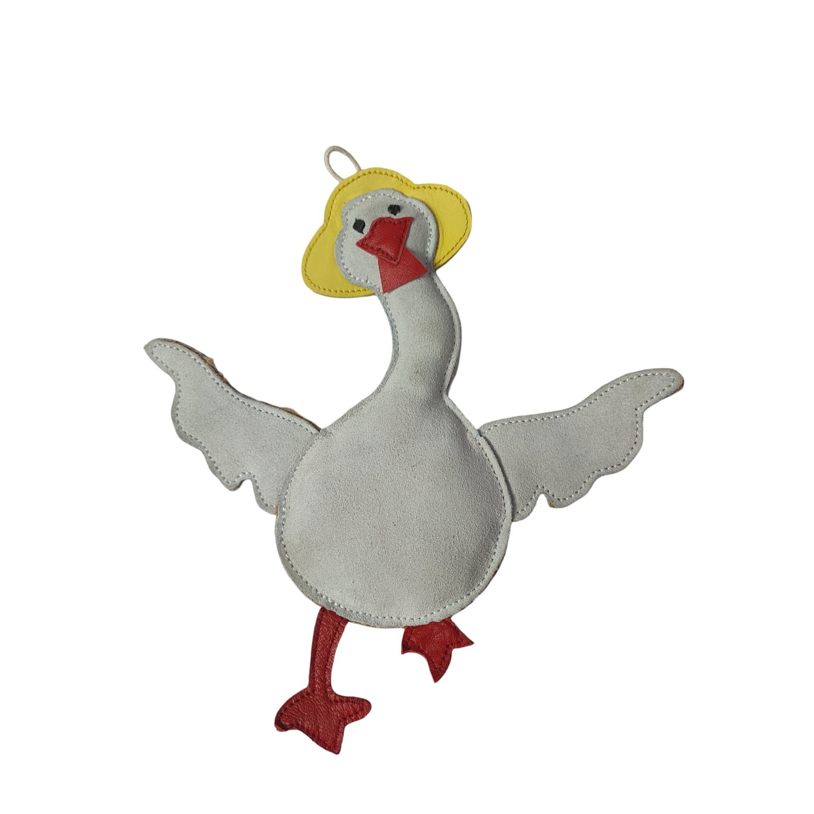 Suede Goose with Yellow Hat Dog Toy