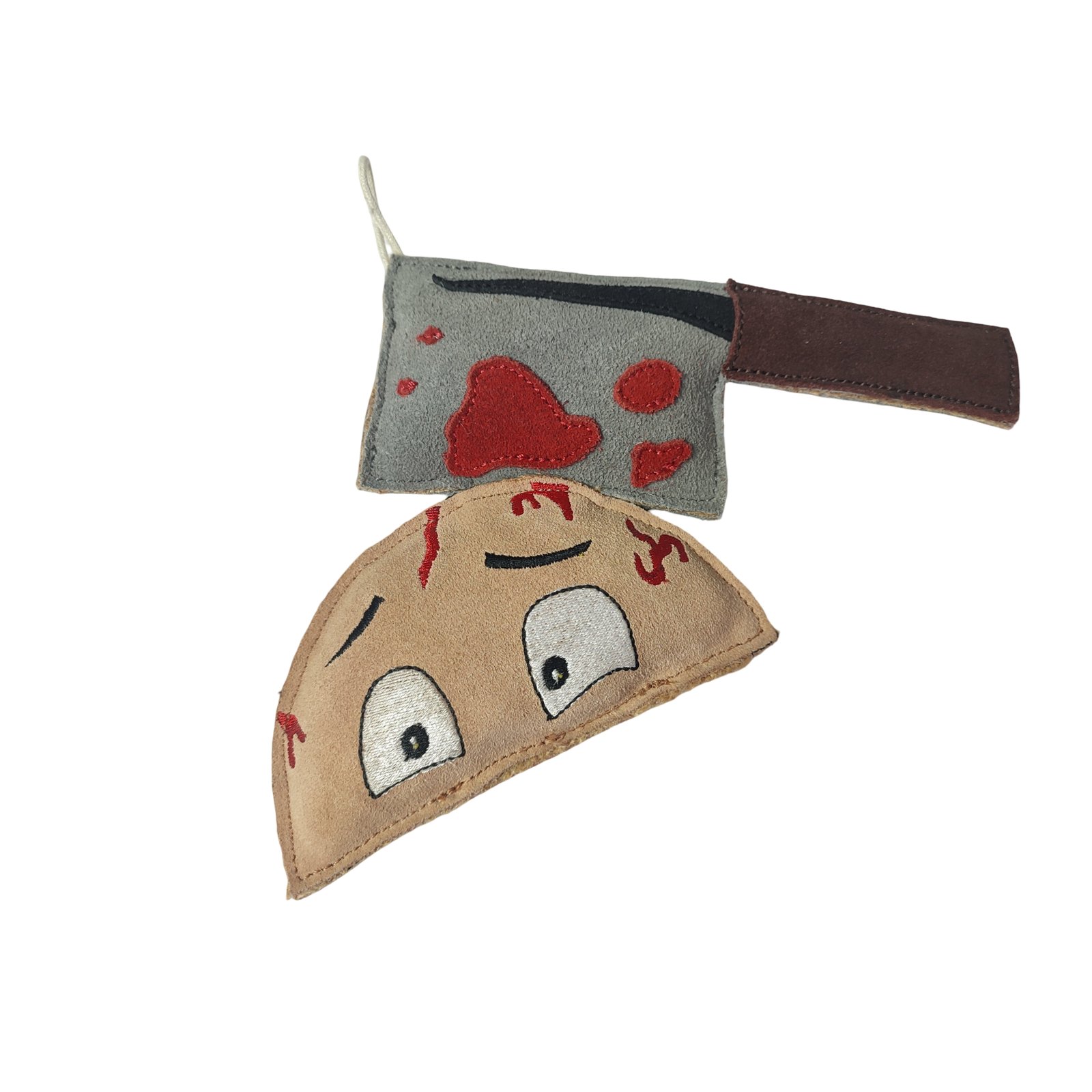 Interactive Suede Gory Cleaver and Brain Dog Toy Set