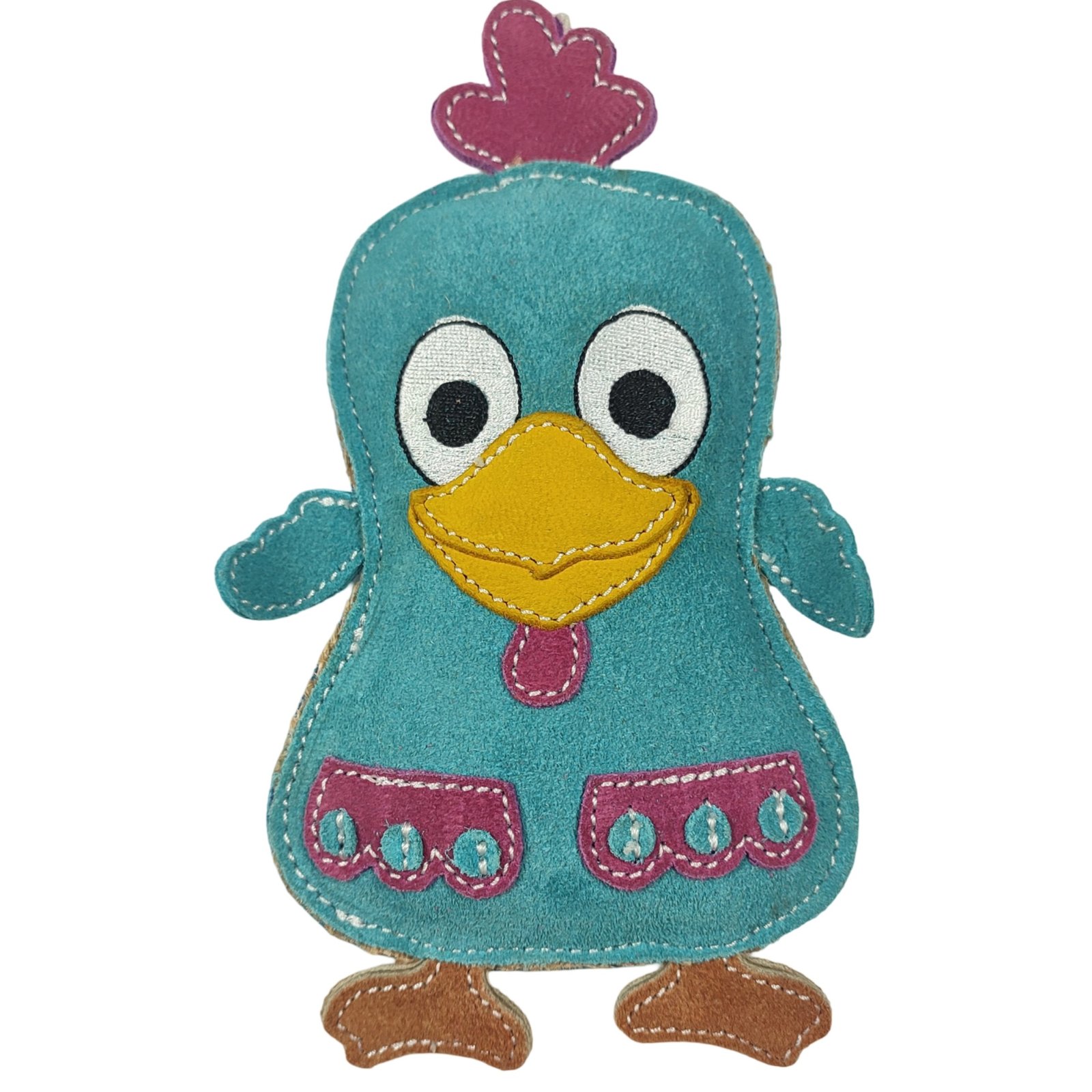 Suede Quirky Teal Chicken Dog Toy