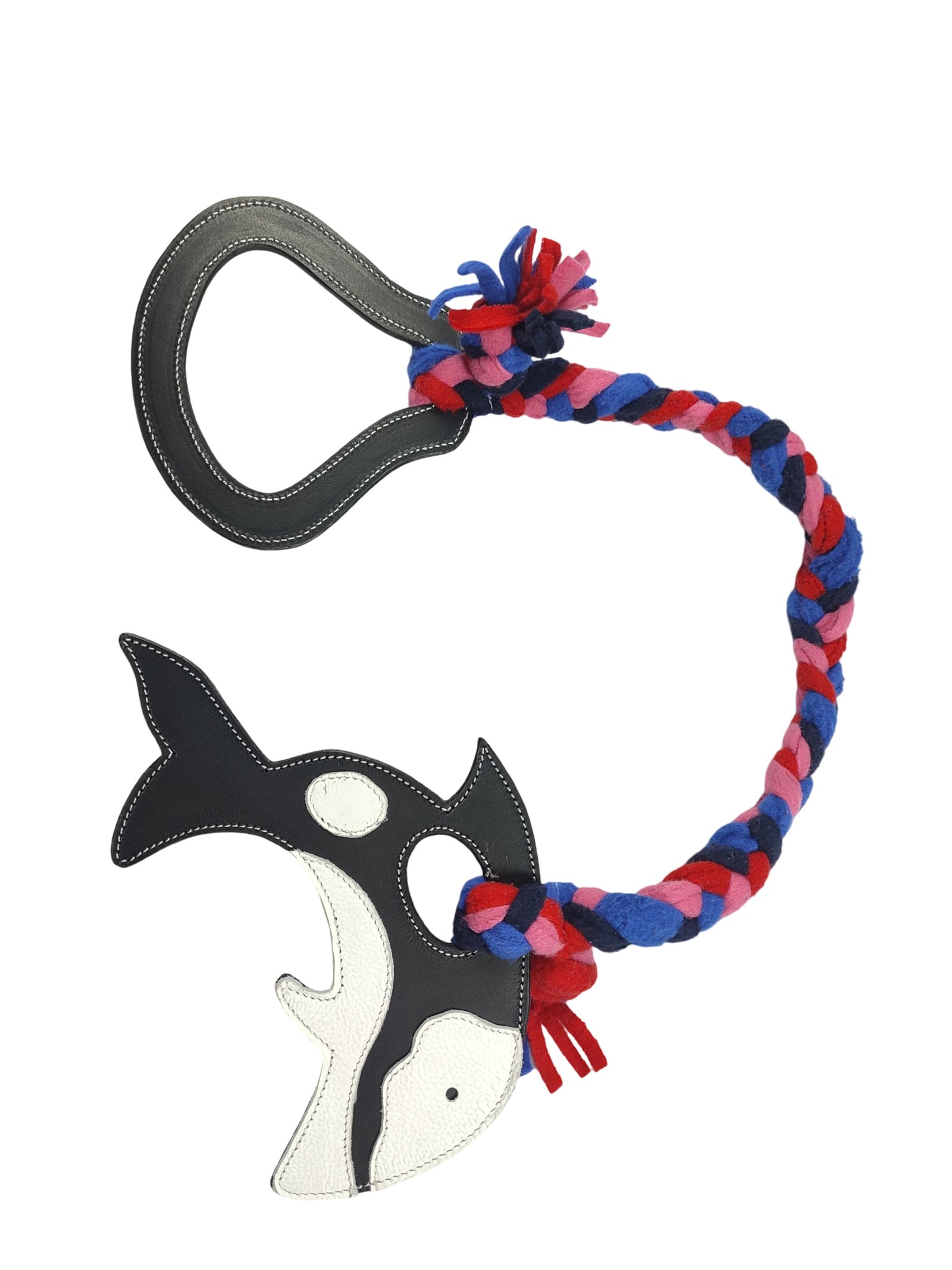Faux-Leather Orca and Braided Rope Tug Dog Toy