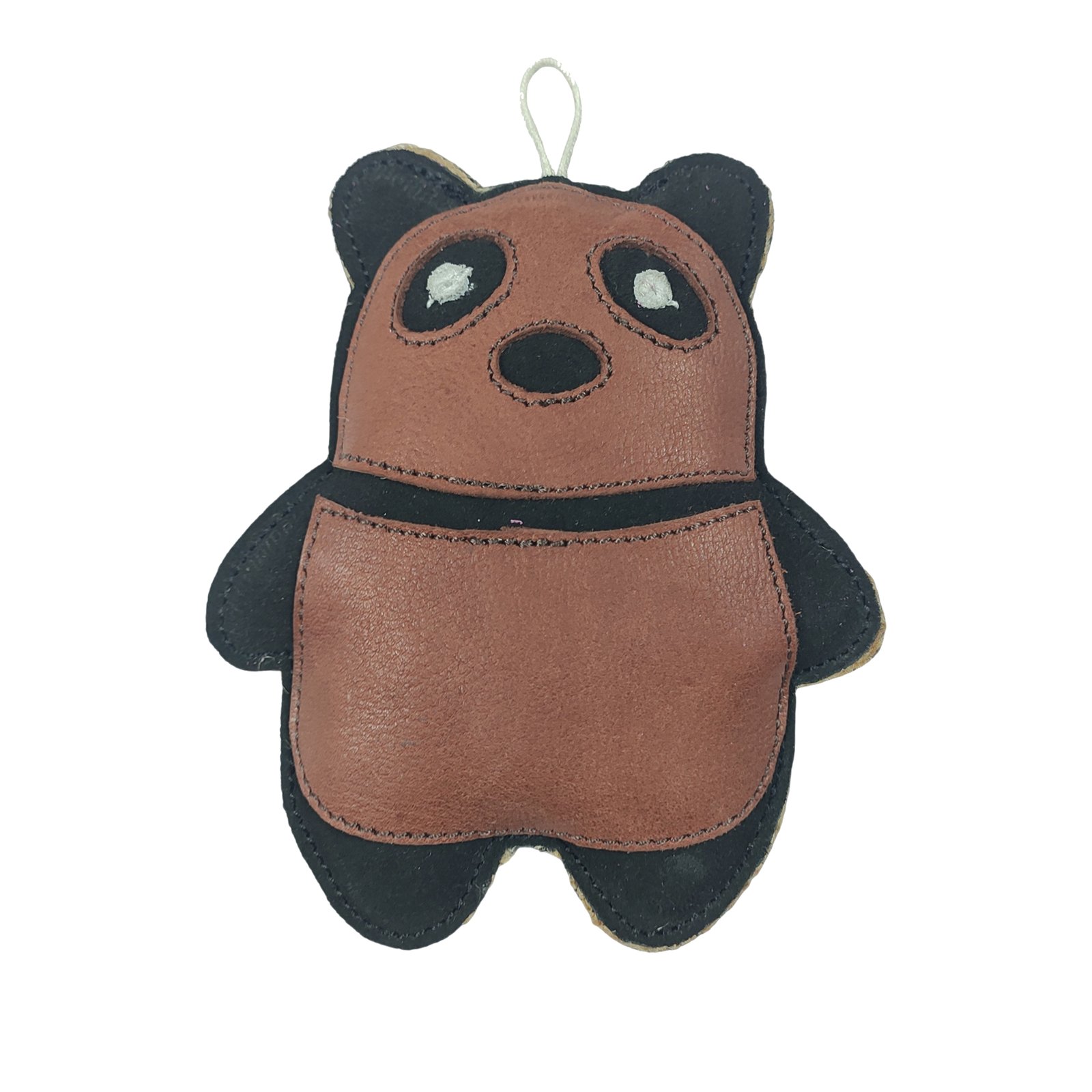 Faux-Leather Two-Tone Bear Dog Toy