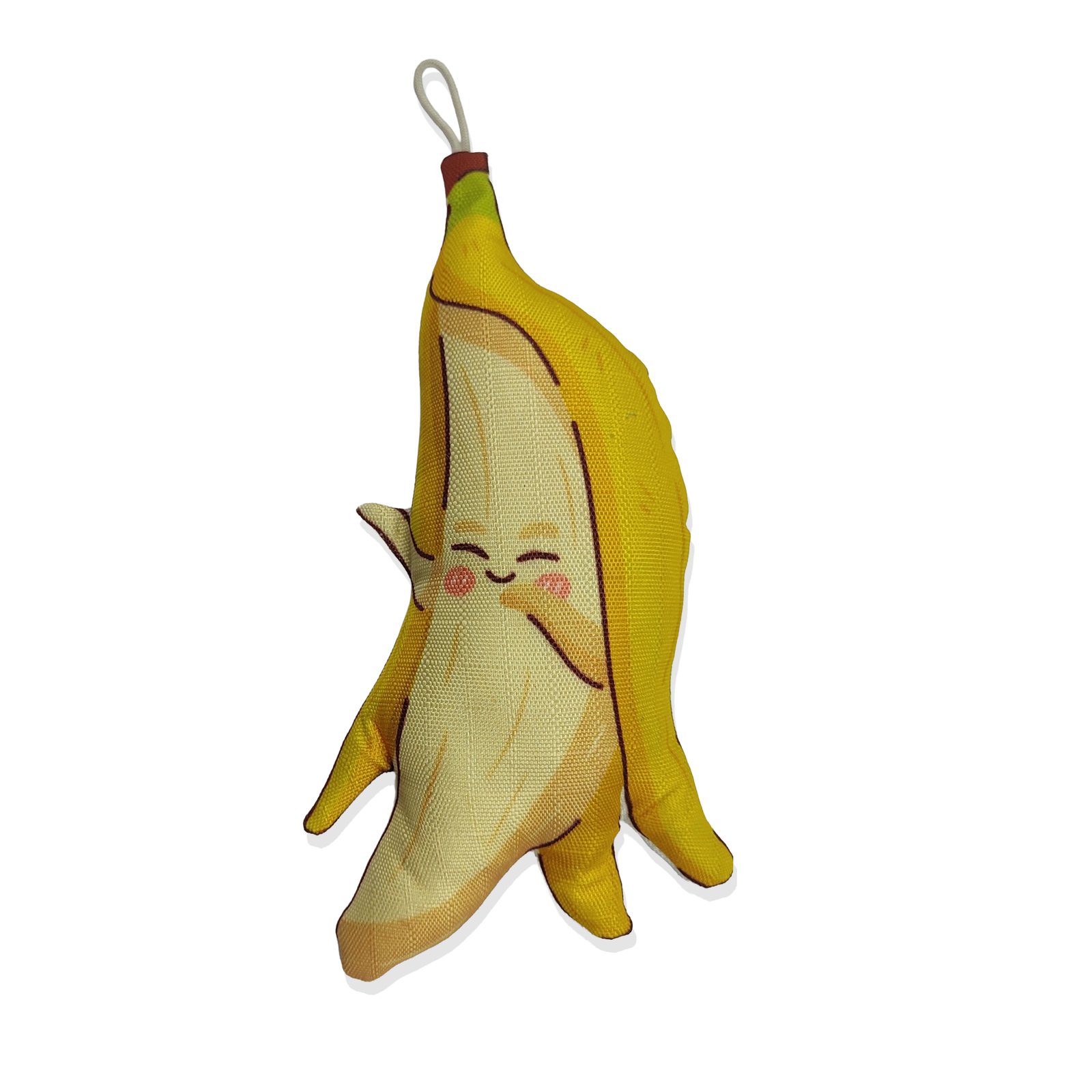 Happy Peeled Banana Canvas Plush Dog Toy