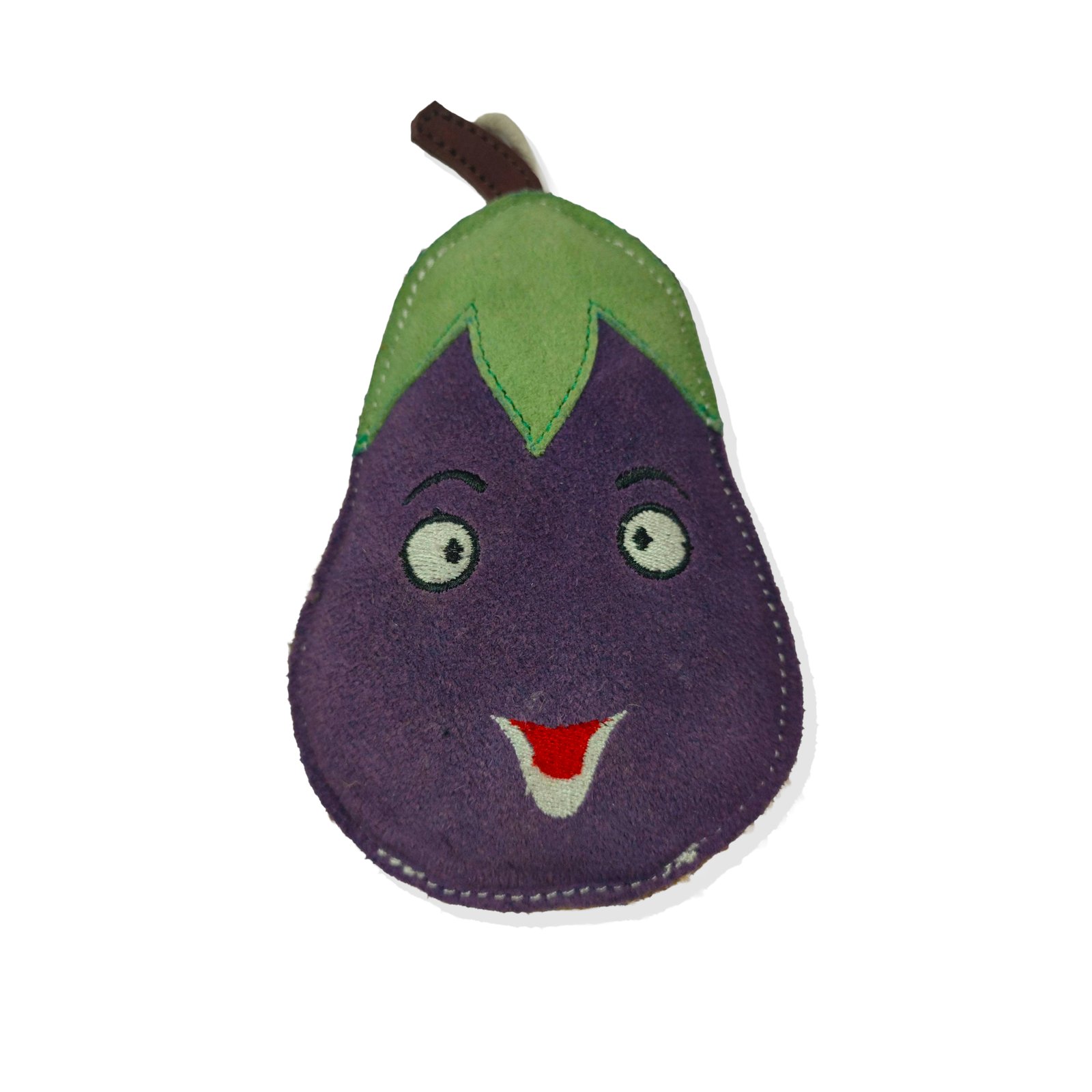Friendly Eggplant Suede Dog Toy